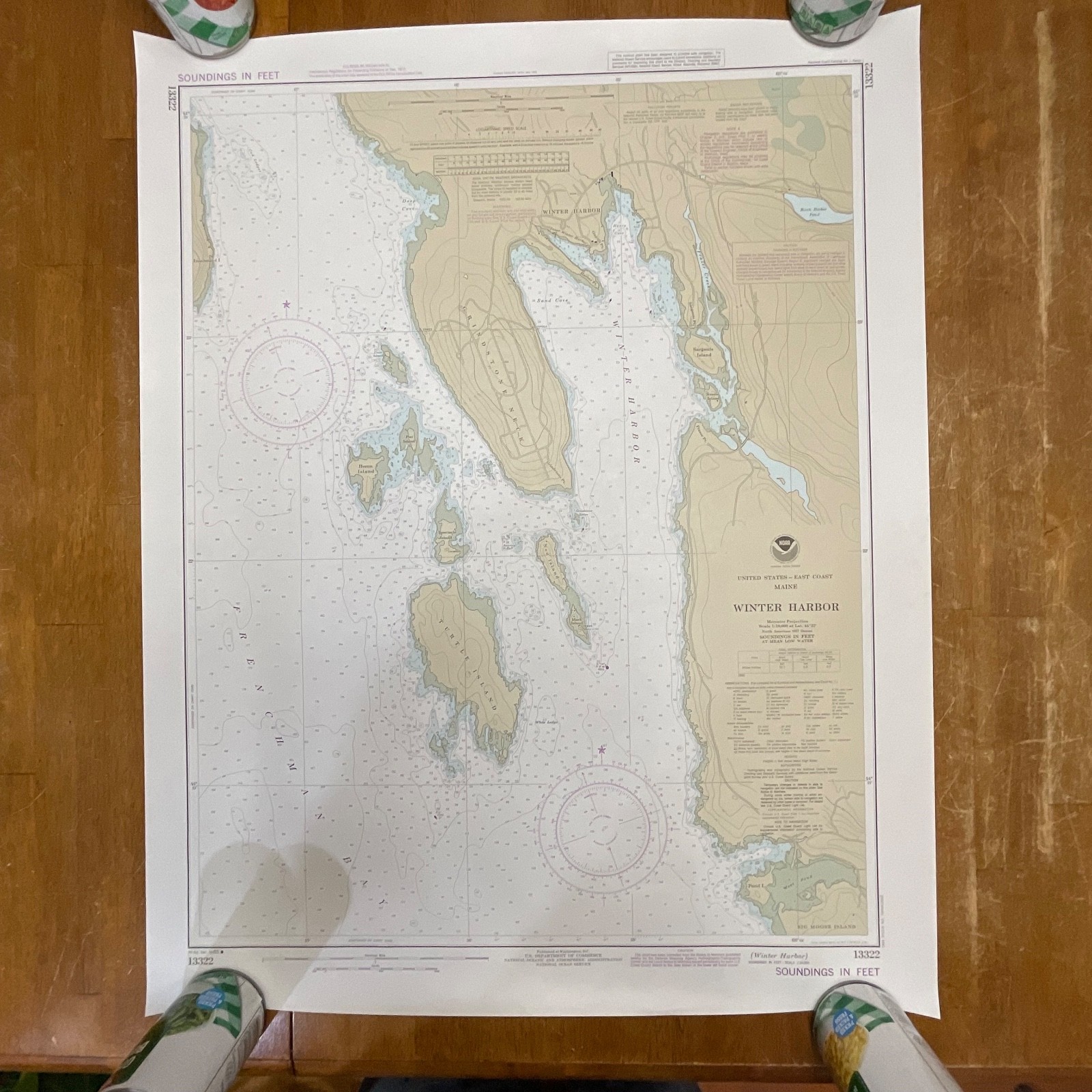 1985 NOAA Winter Harbor Maine Nautical Chart 31in x 25in Map 13322 - Image 1