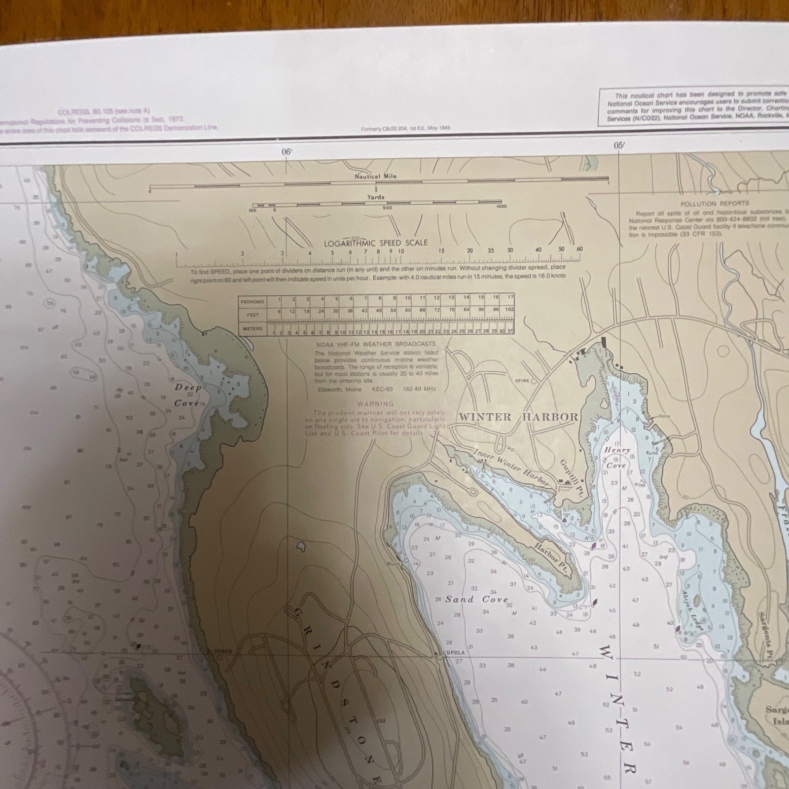 1985 NOAA Winter Harbor Maine Nautical Chart 31in x 25in Map 13322 - Image 4