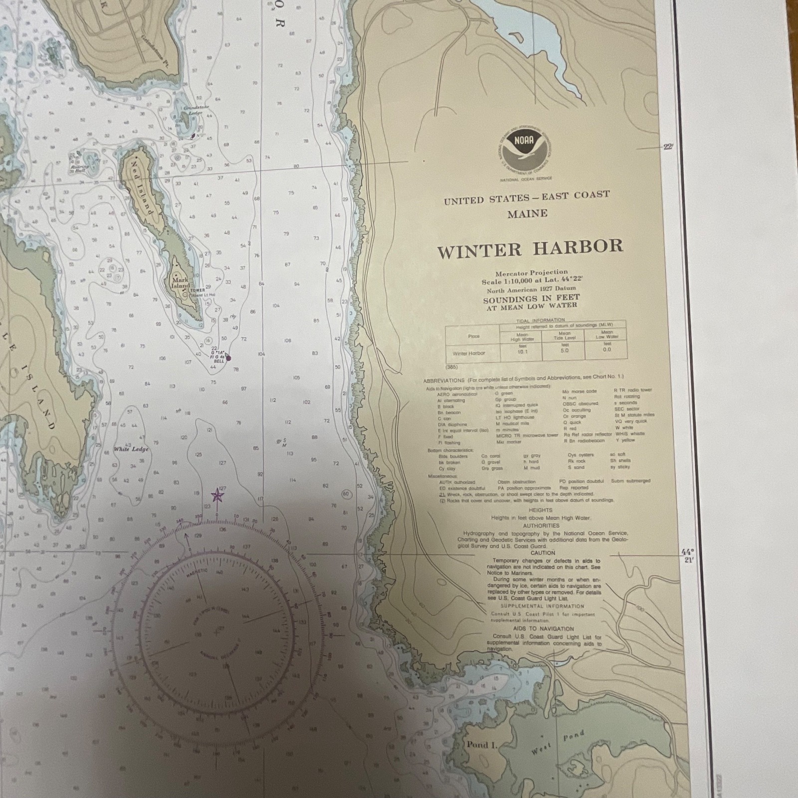 1985 NOAA Winter Harbor Maine Nautical Chart 31in x 25in Map 13322 - Image 11