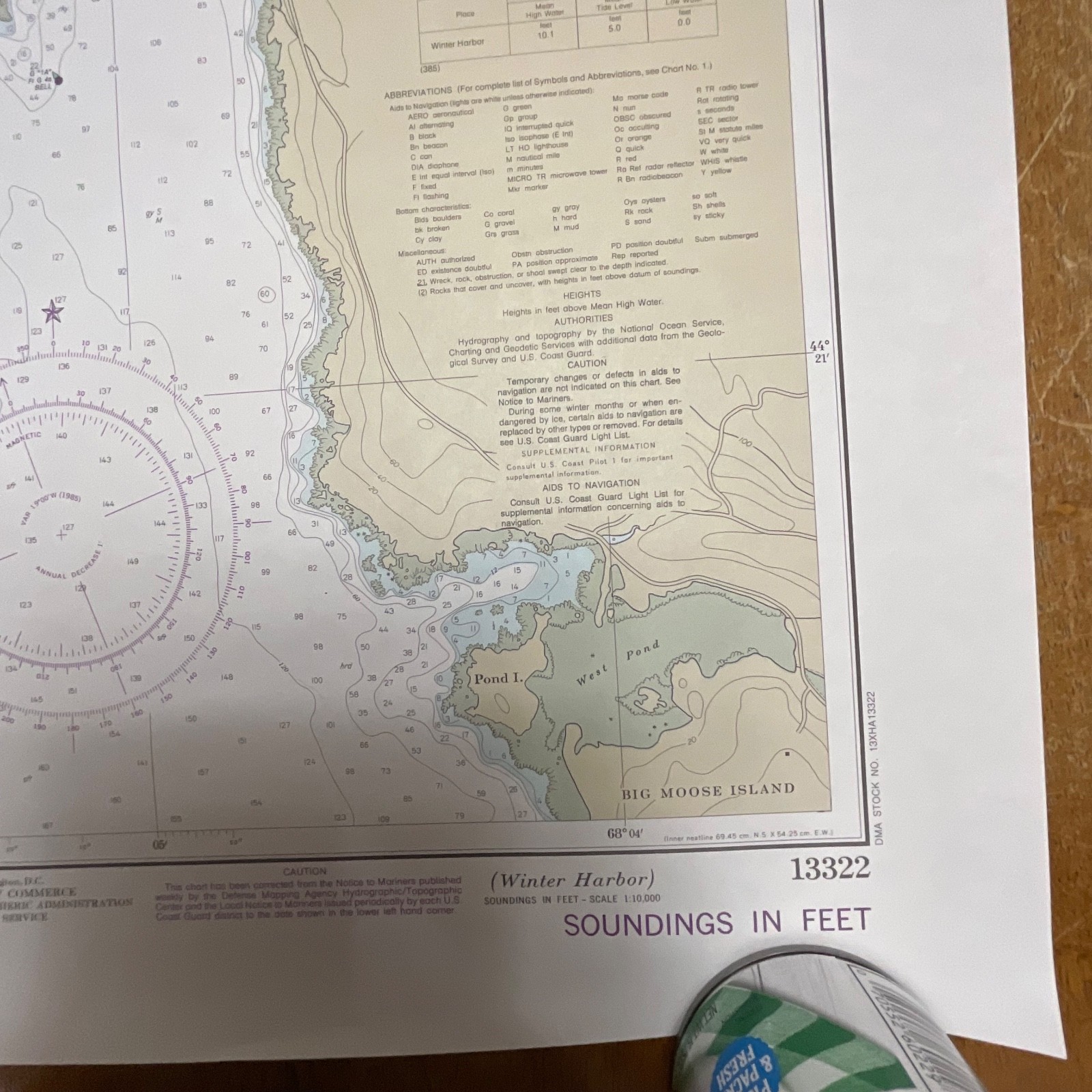 1985 NOAA Winter Harbor Maine Nautical Chart 31in x 25in Map 13322 - Image 12