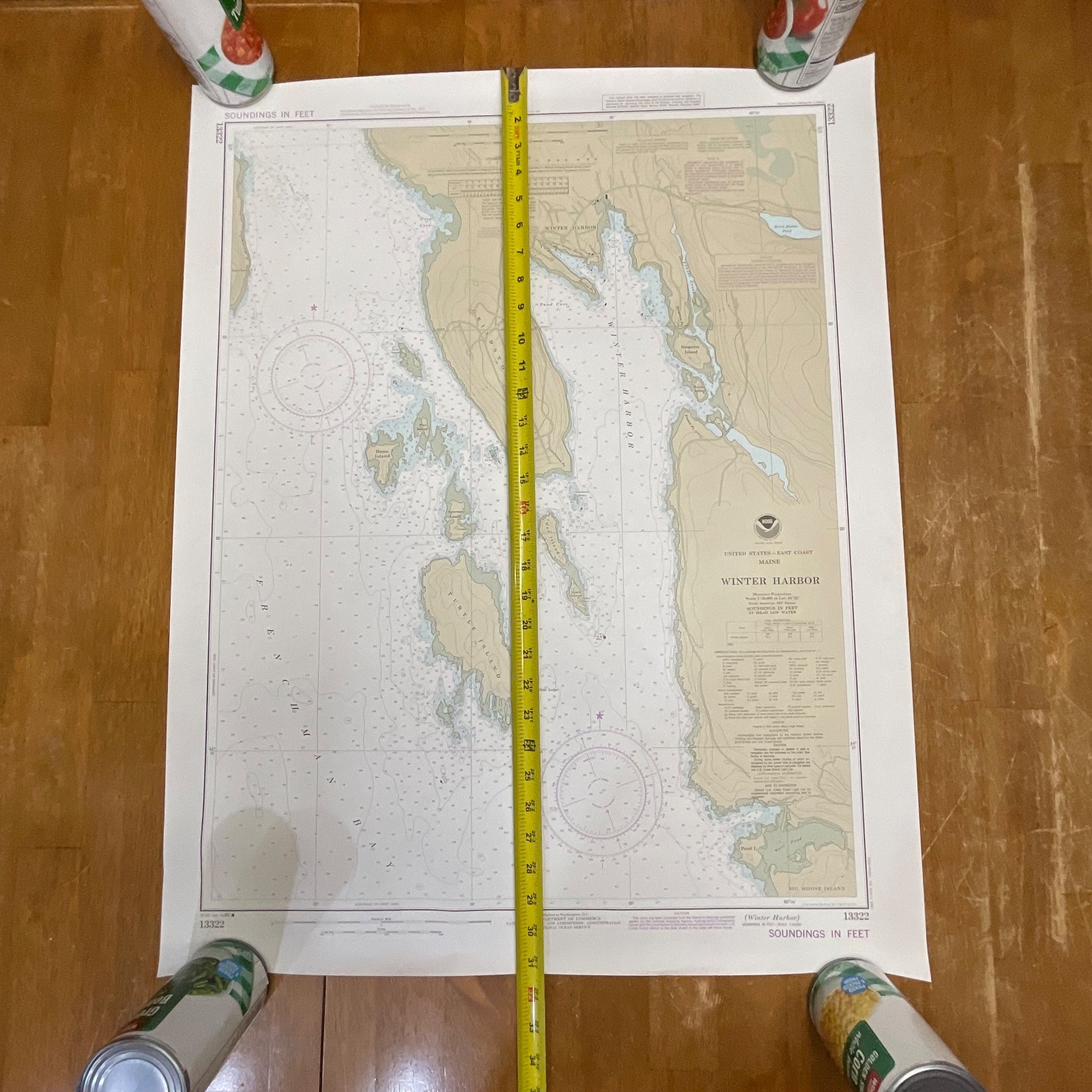 1985 NOAA Winter Harbor Maine Nautical Chart 31in x 25in Map 13322 - Image 18