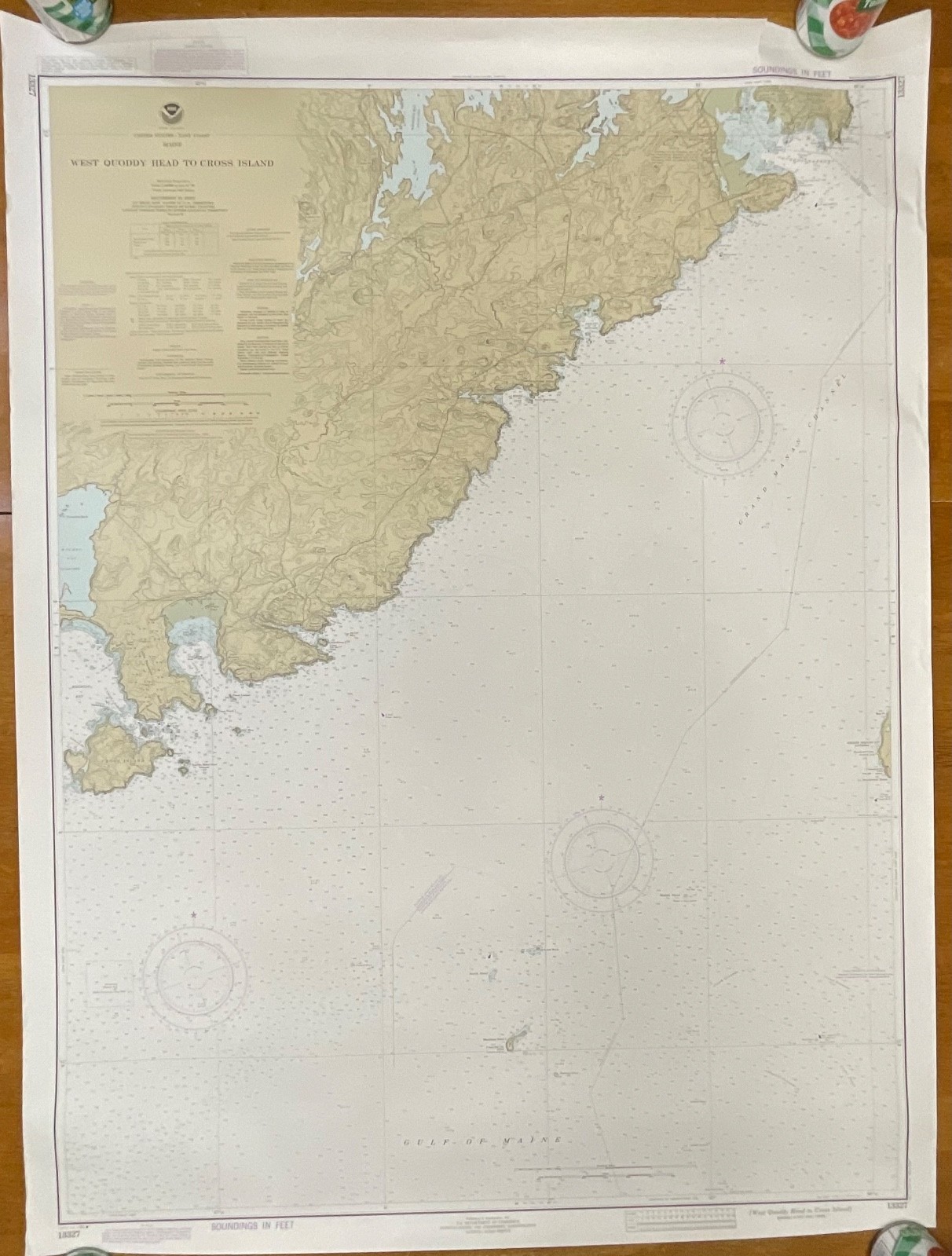 1984 NOAA Maine Chart 13327 West Quoddy Head to Cross Island 36in x 48in - Image 1