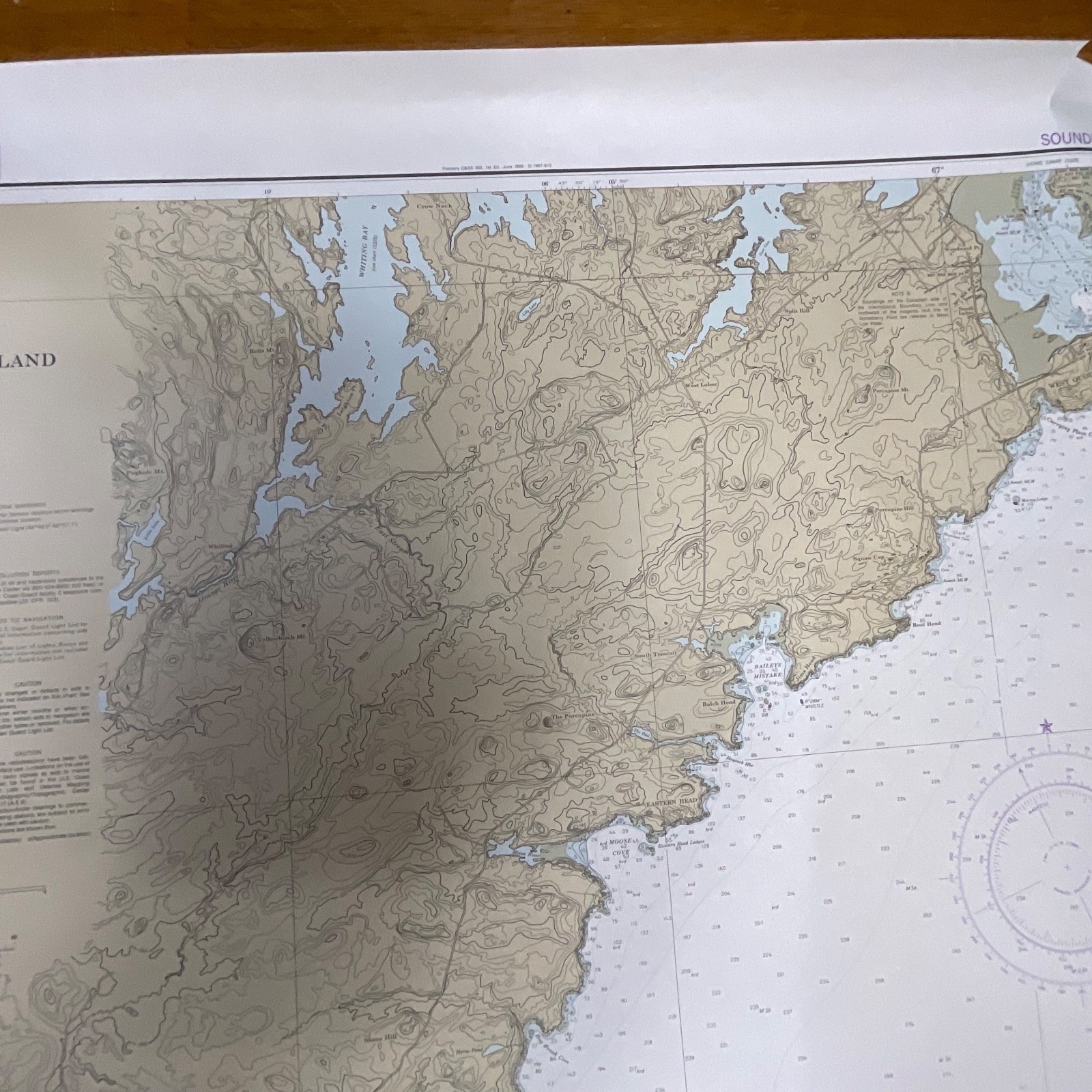 1984 NOAA Maine Chart 13327 West Quoddy Head to Cross Island 36in x 48in - Image 4