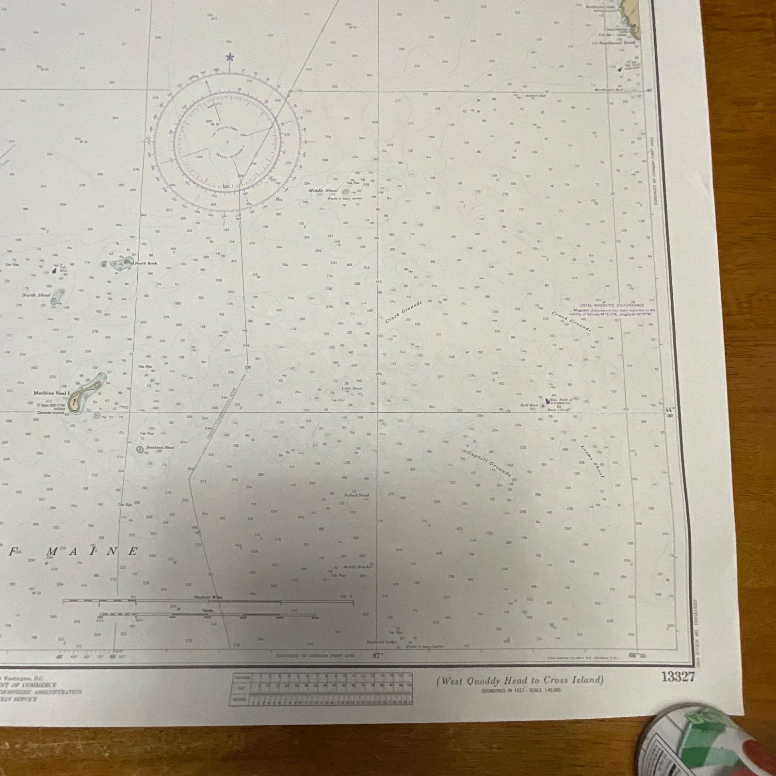 1984 NOAA Maine Chart 13327 West Quoddy Head to Cross Island 36in x 48in - Image 12