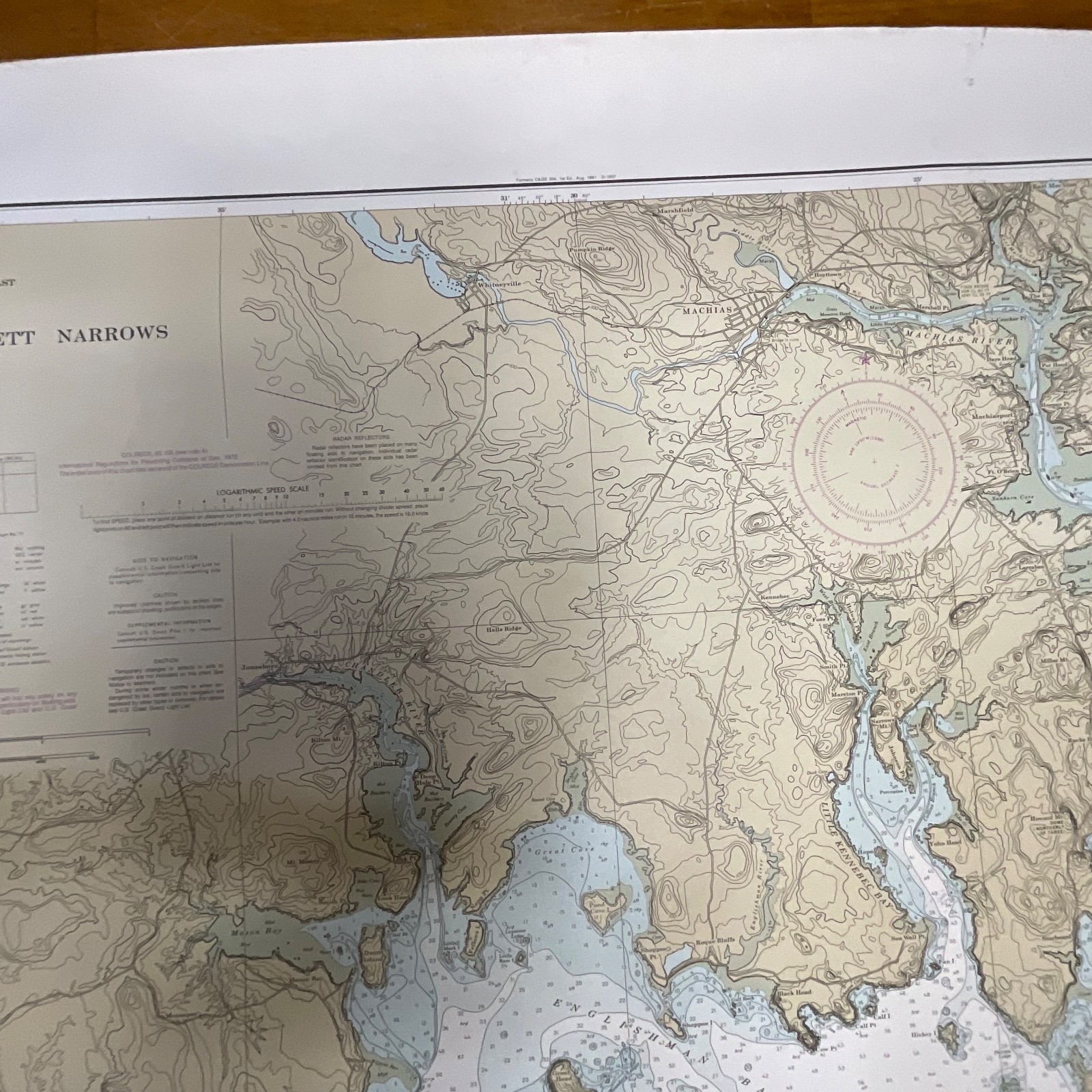 1984 NOAA Chart Machias Bay to Tibbett Narrows 48in x 36in Maine Map - Image 4