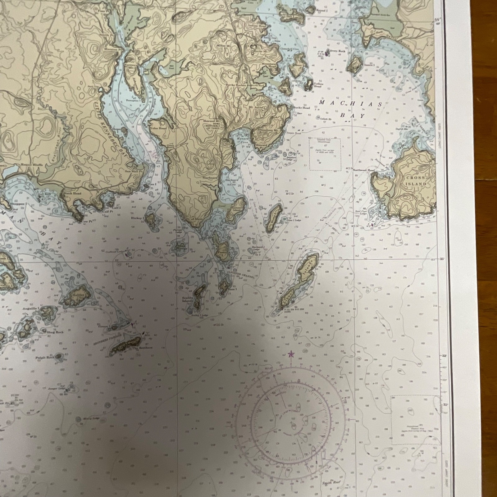 1984 NOAA Chart Machias Bay to Tibbett Narrows 48in x 36in Maine Map - Image 6