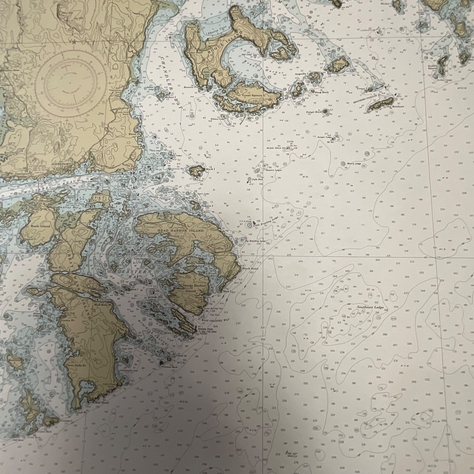 1984 NOAA Chart Machias Bay to Tibbett Narrows 48in x 36in Maine Map - Image 11