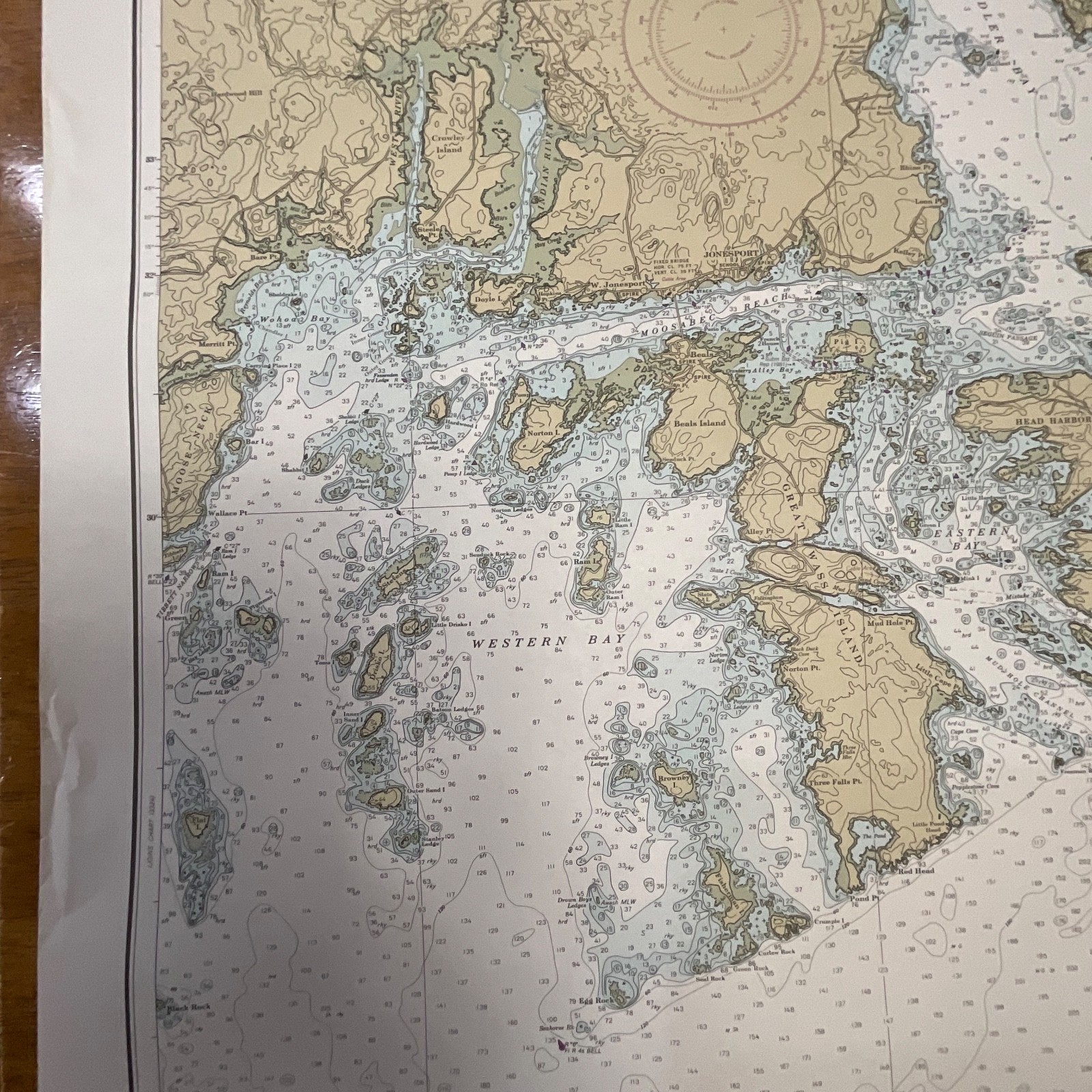 1984 NOAA Chart Machias Bay to Tibbett Narrows 48in x 36in Maine Map - Image 10