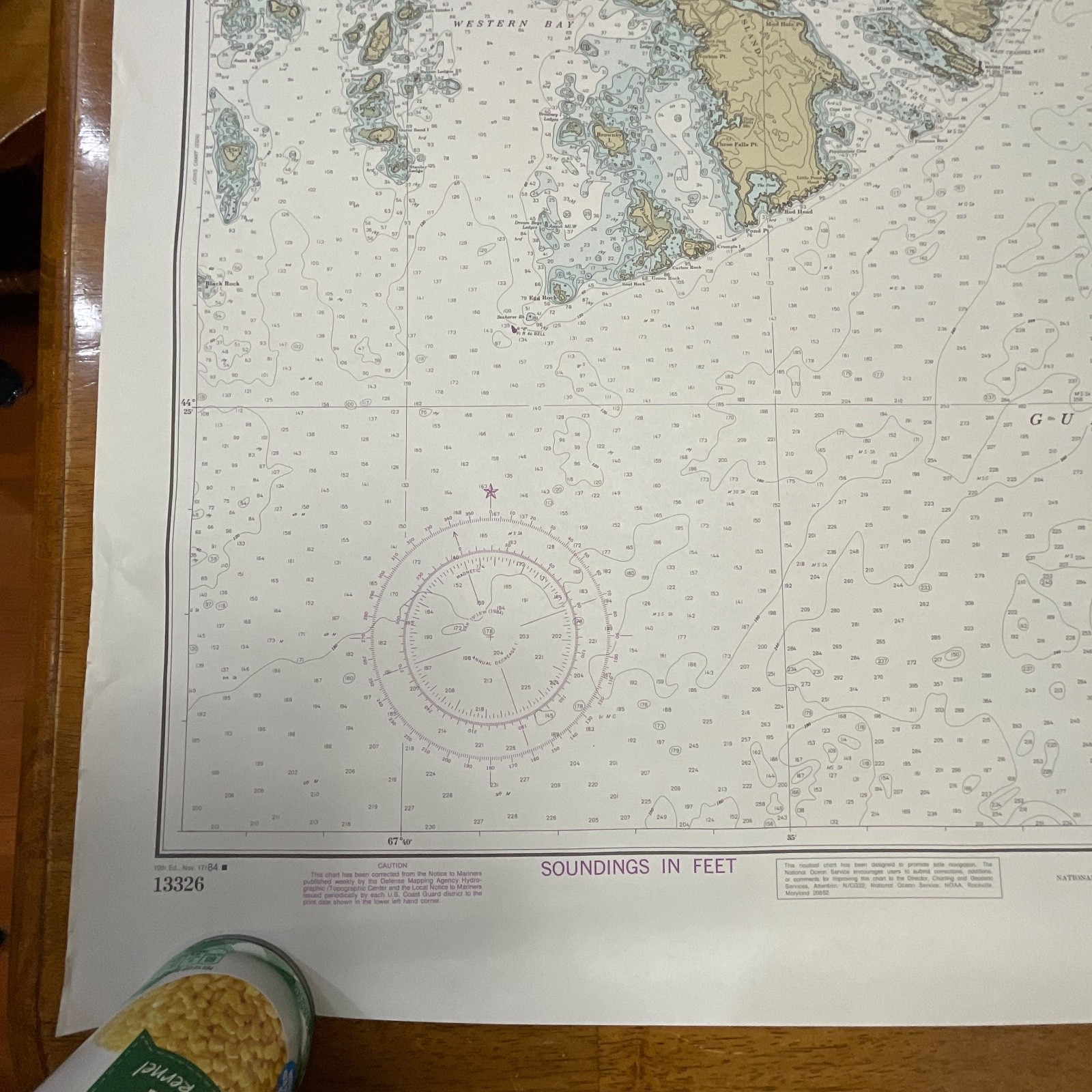 1984 NOAA Chart Machias Bay to Tibbett Narrows 48in x 36in Maine Map - Image 15