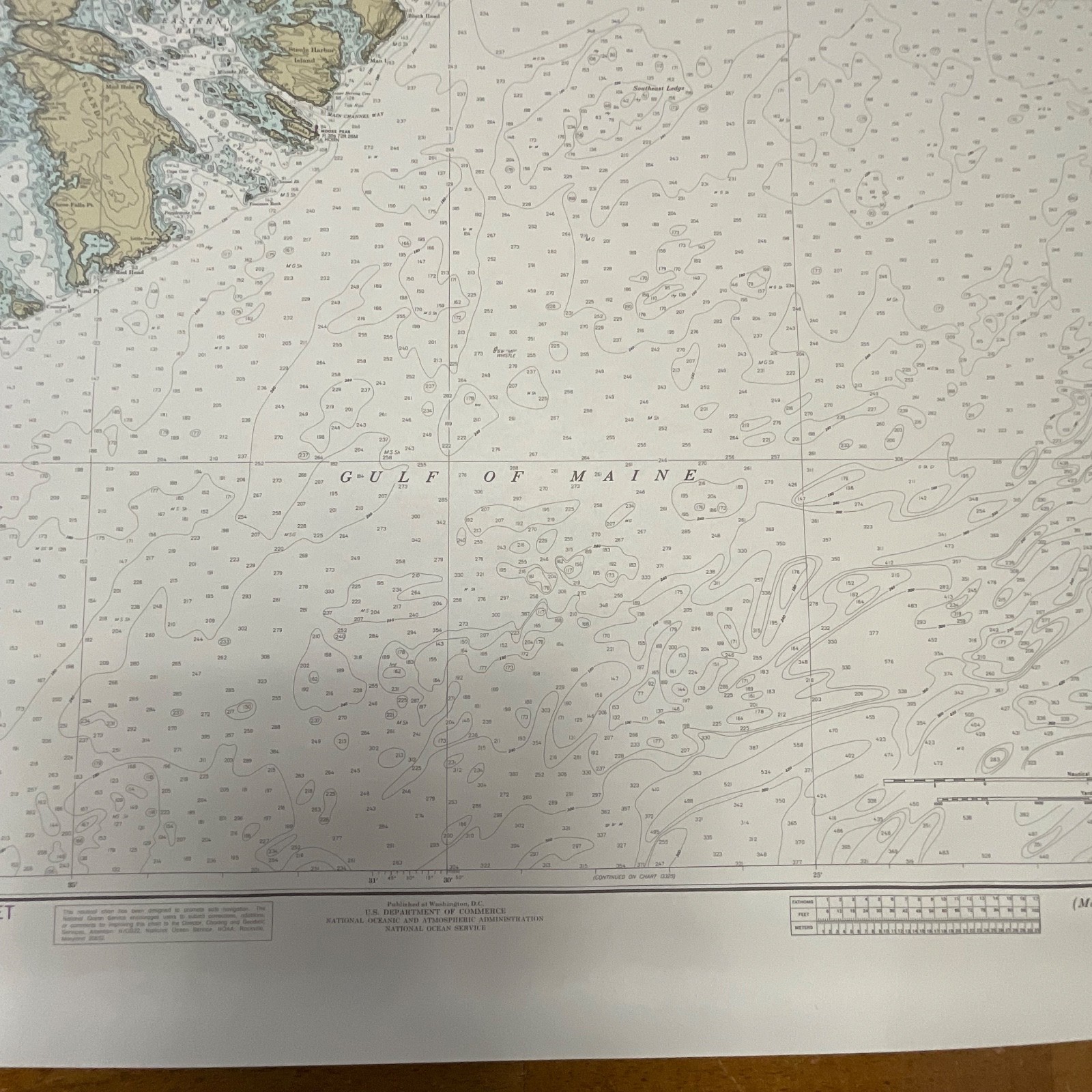 1984 NOAA Chart Machias Bay to Tibbett Narrows 48in x 36in Maine Map - Image 14