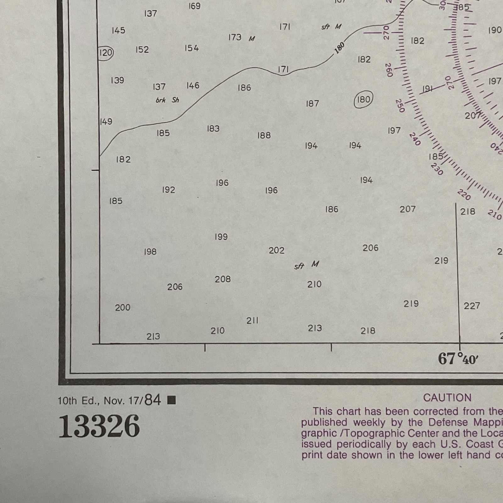 1984 NOAA Chart Machias Bay to Tibbett Narrows 48in x 36in Maine Map - Image 16
