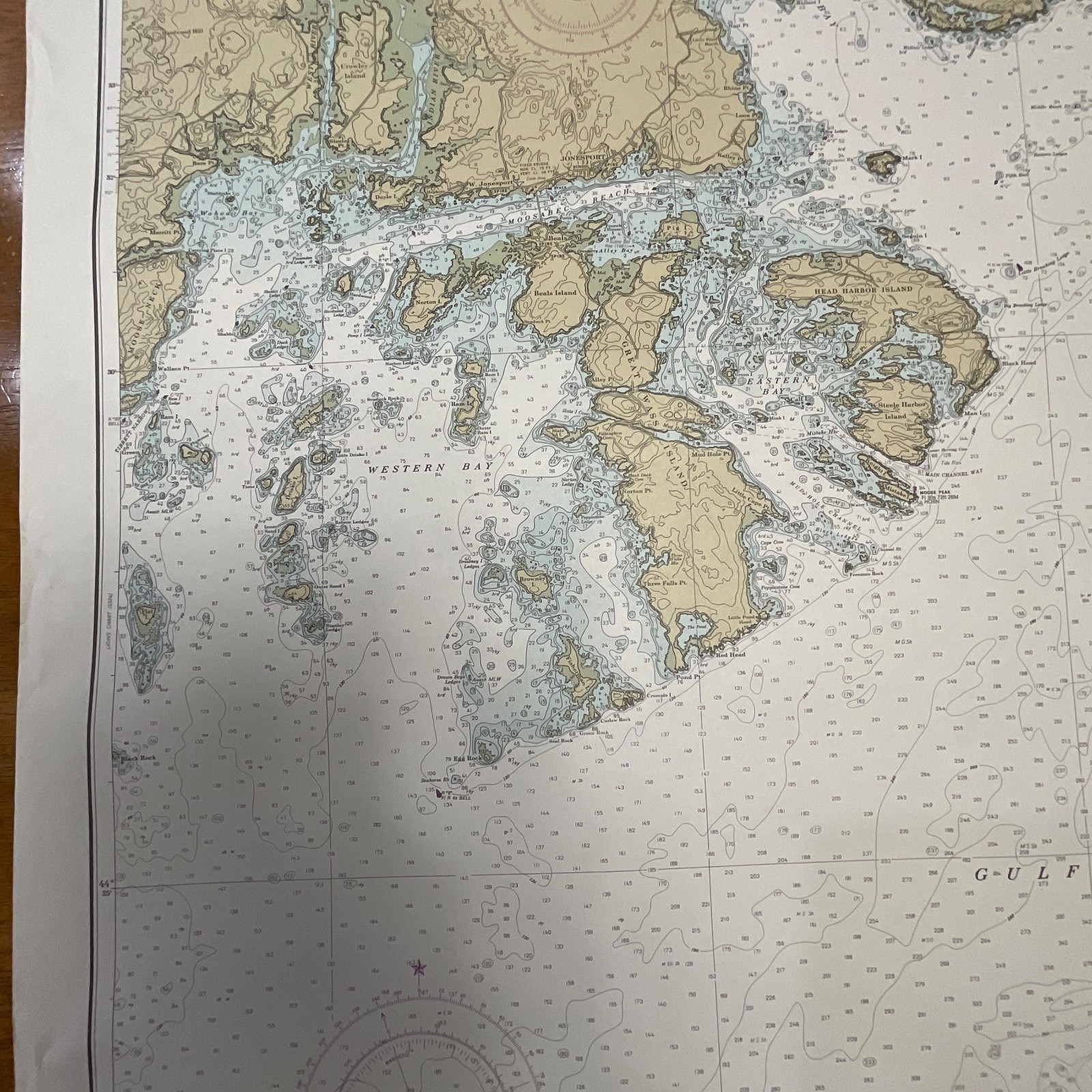 1984 NOAA Chart Machias Bay to Tibbett Narrows 48in x 36in Maine Map - Image 17