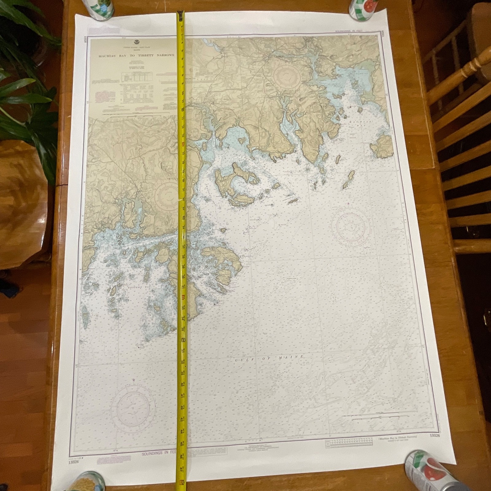1984 NOAA Chart Machias Bay to Tibbett Narrows 48in x 36in Maine Map - Image 21