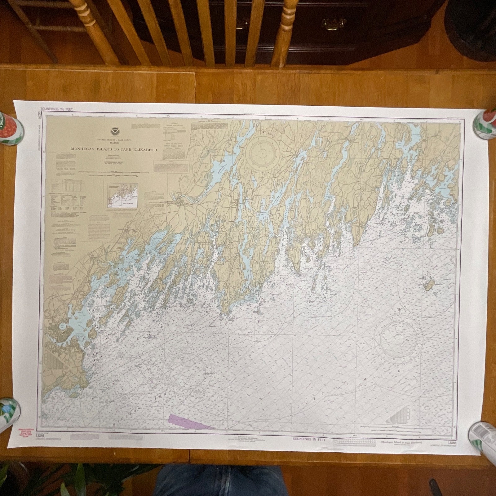 1985 NOAA Chart 13288 Monhegan Island to Cape Elizabeth Map 35in x 48in - Image 1