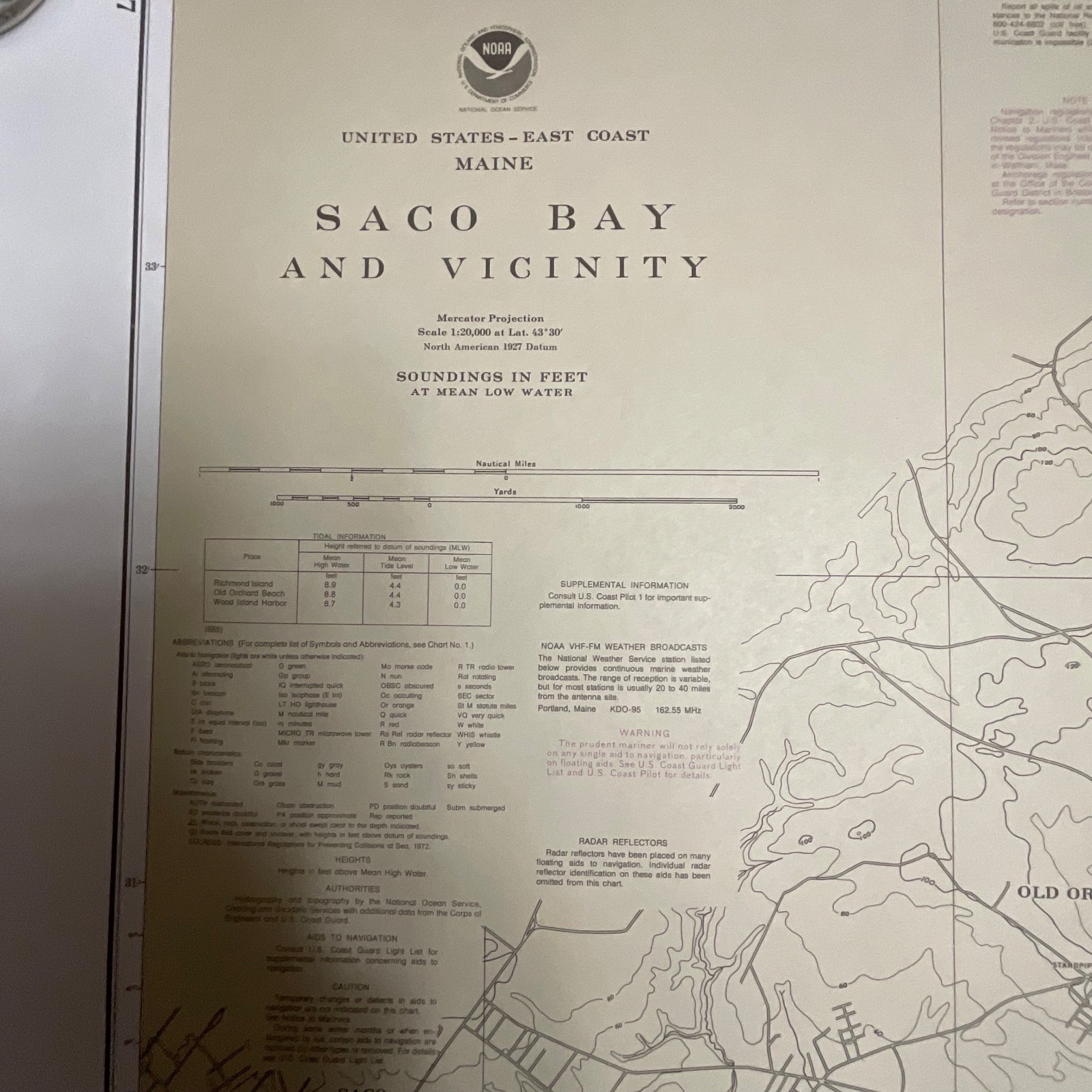 1986 NOAA Chart 13287 Saco Bay Maine Map 33in x 48in Nautical - Image 2