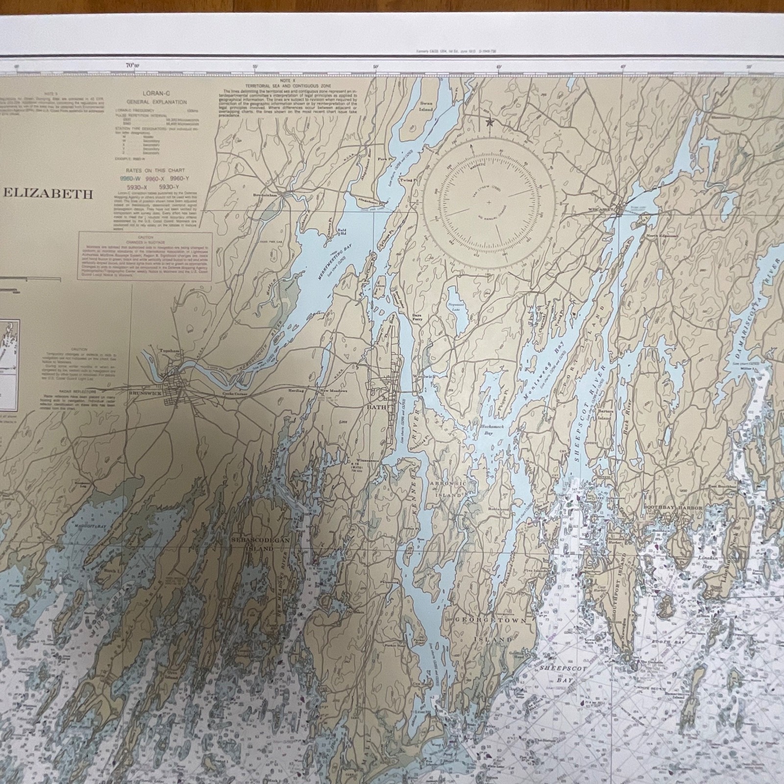 1985 NOAA Chart 13288 Monhegan Island to Cape Elizabeth Map 35in x 48in - Image 4