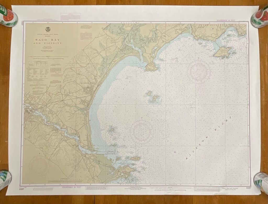 1986 NOAA Chart 13287 Saco Bay Maine Map 33in x 48in Nautical - Image 1
