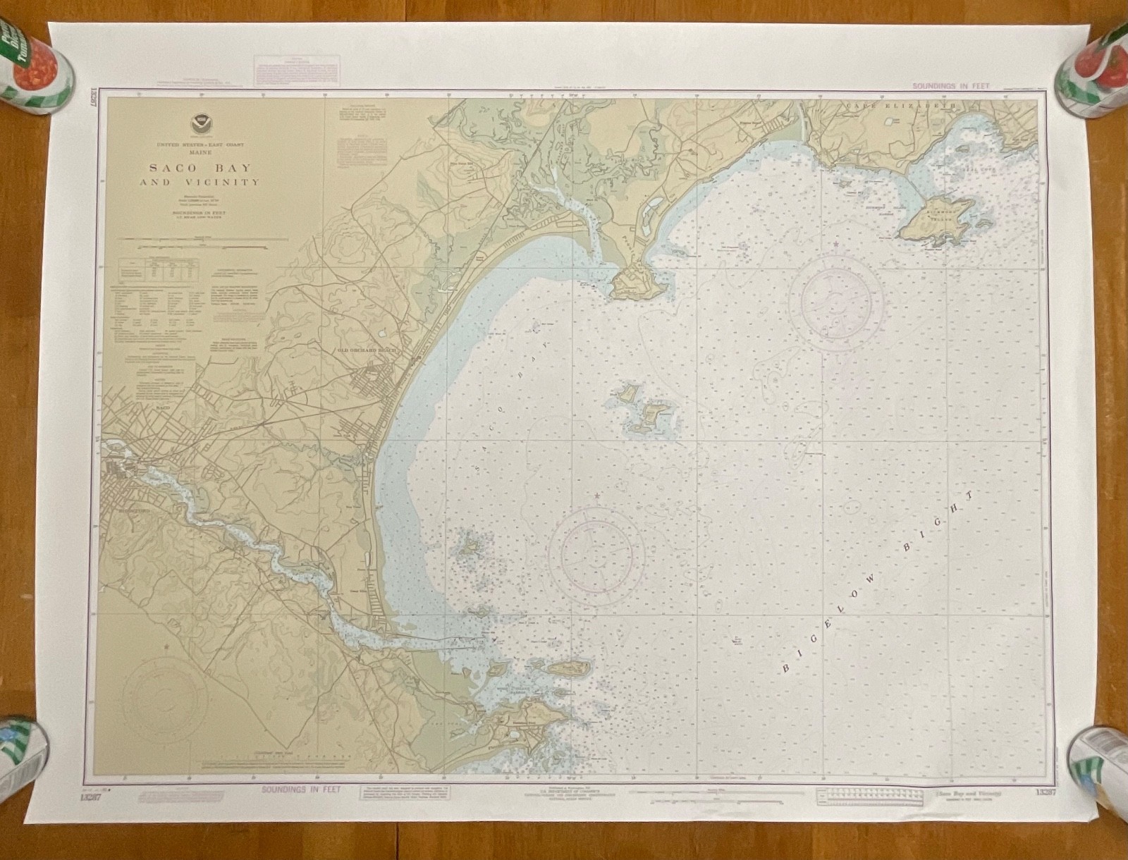 1986 NOAA Chart 13287 Saco Bay Maine Map 33in x 48in Nautical - Image 1