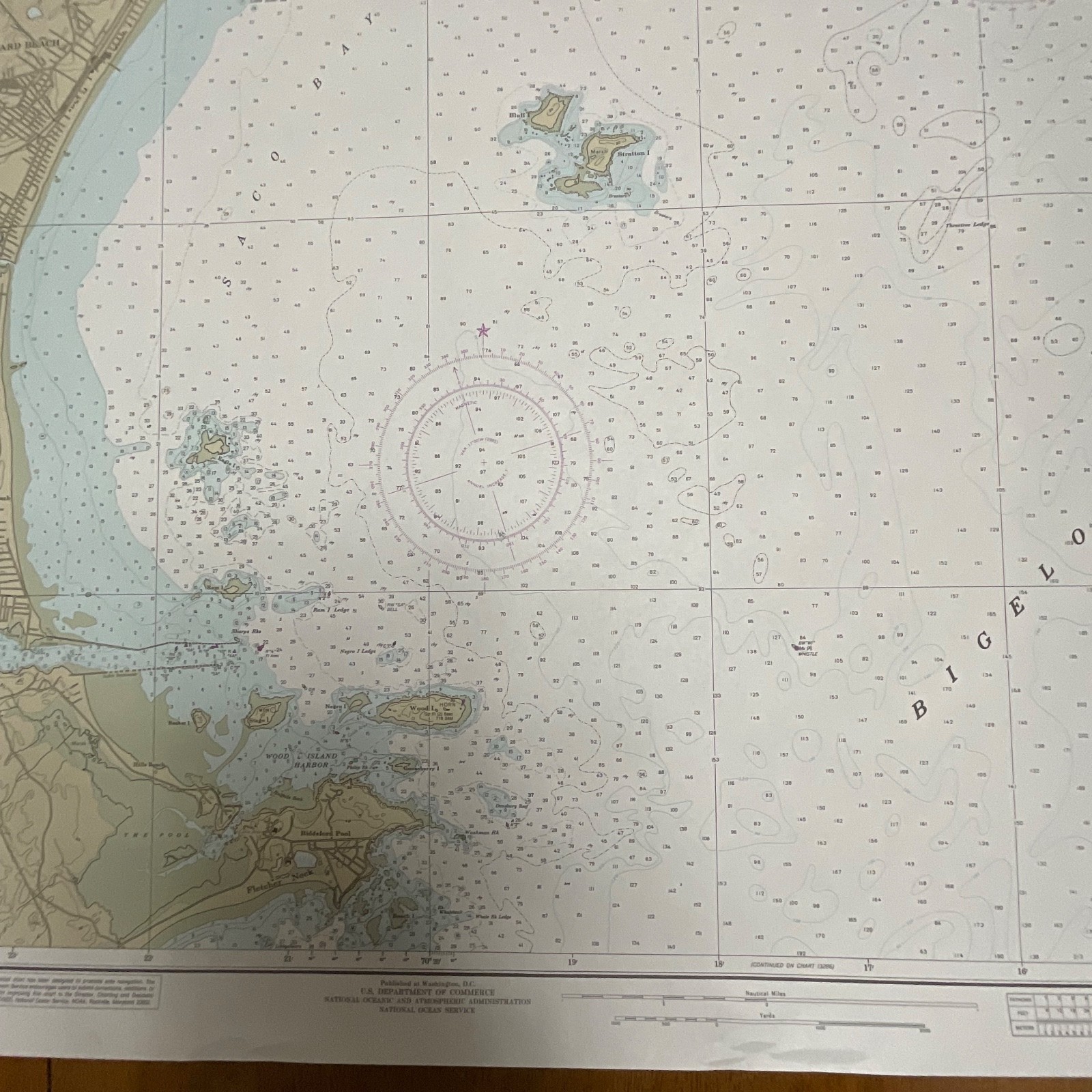 1986 NOAA Chart 13287 Saco Bay Maine Map 33in x 48in Nautical - Image 8