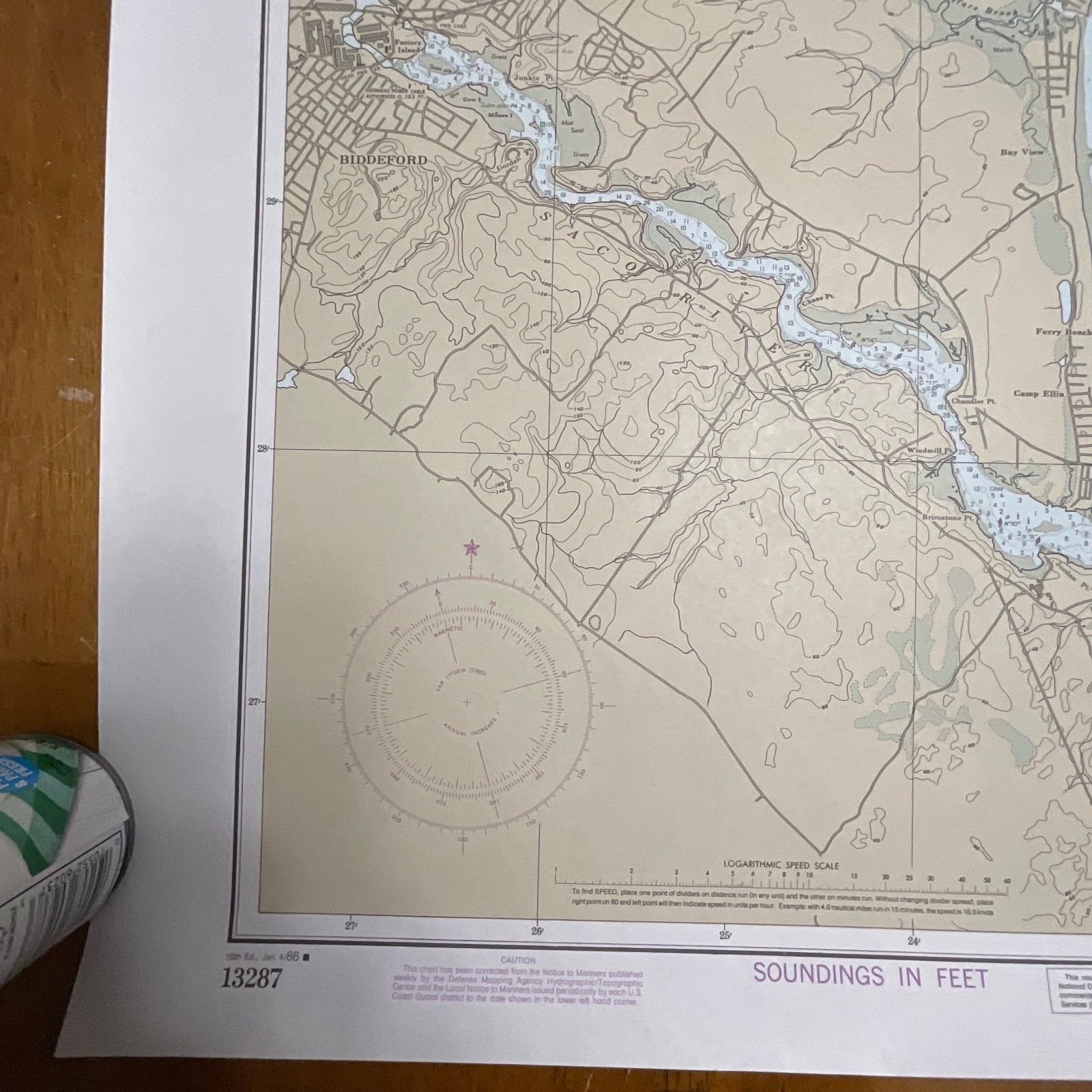 1986 NOAA Chart 13287 Saco Bay Maine Map 33in x 48in Nautical - Image 10