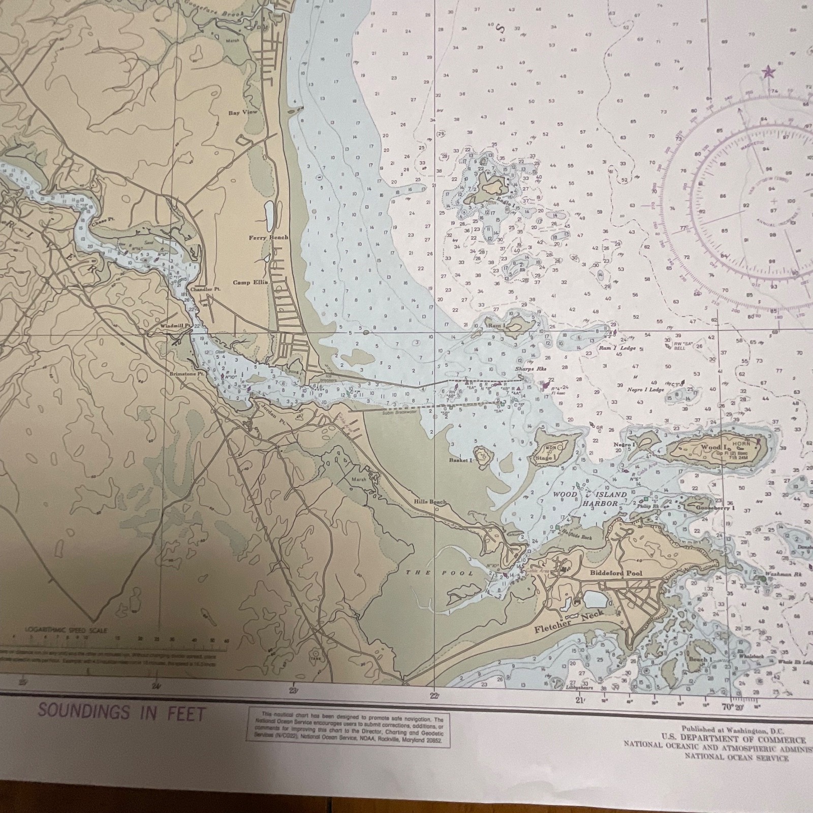 1986 NOAA Chart 13287 Saco Bay Maine Map 33in x 48in Nautical - Image 9