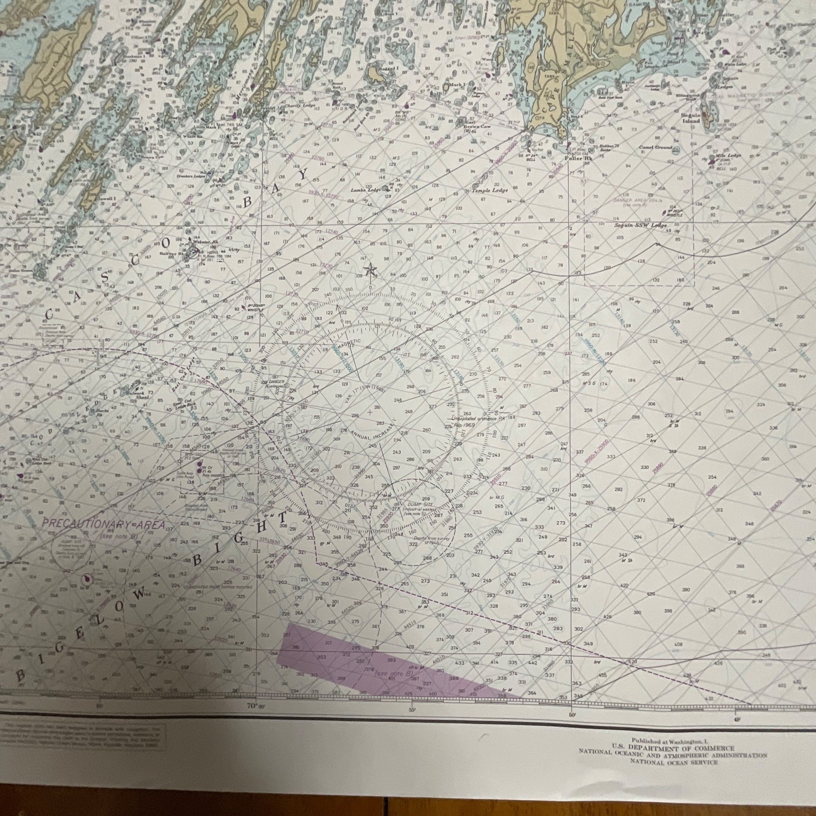 1985 NOAA Chart 13288 Monhegan Island to Cape Elizabeth Map 35in x 48in - Image 10