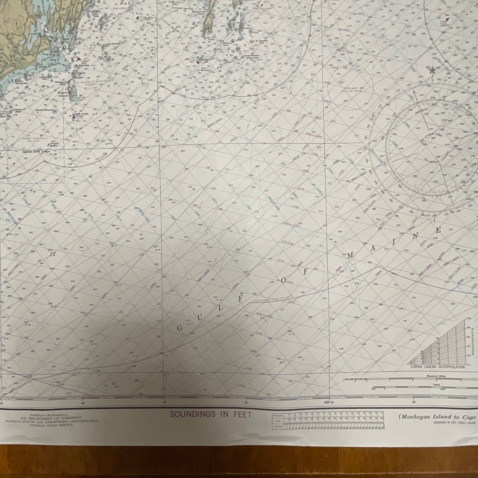 1985 NOAA Chart 13288 Monhegan Island to Cape Elizabeth Map 35in x 48in - Image 9