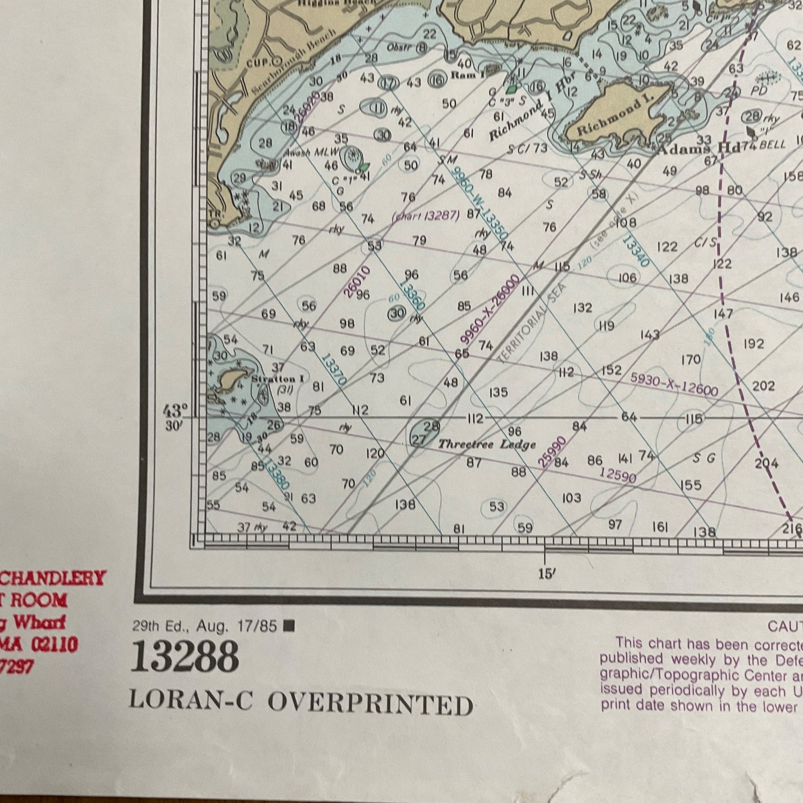 1985 NOAA Chart 13288 Monhegan Island to Cape Elizabeth Map 35in x 48in - Image 12