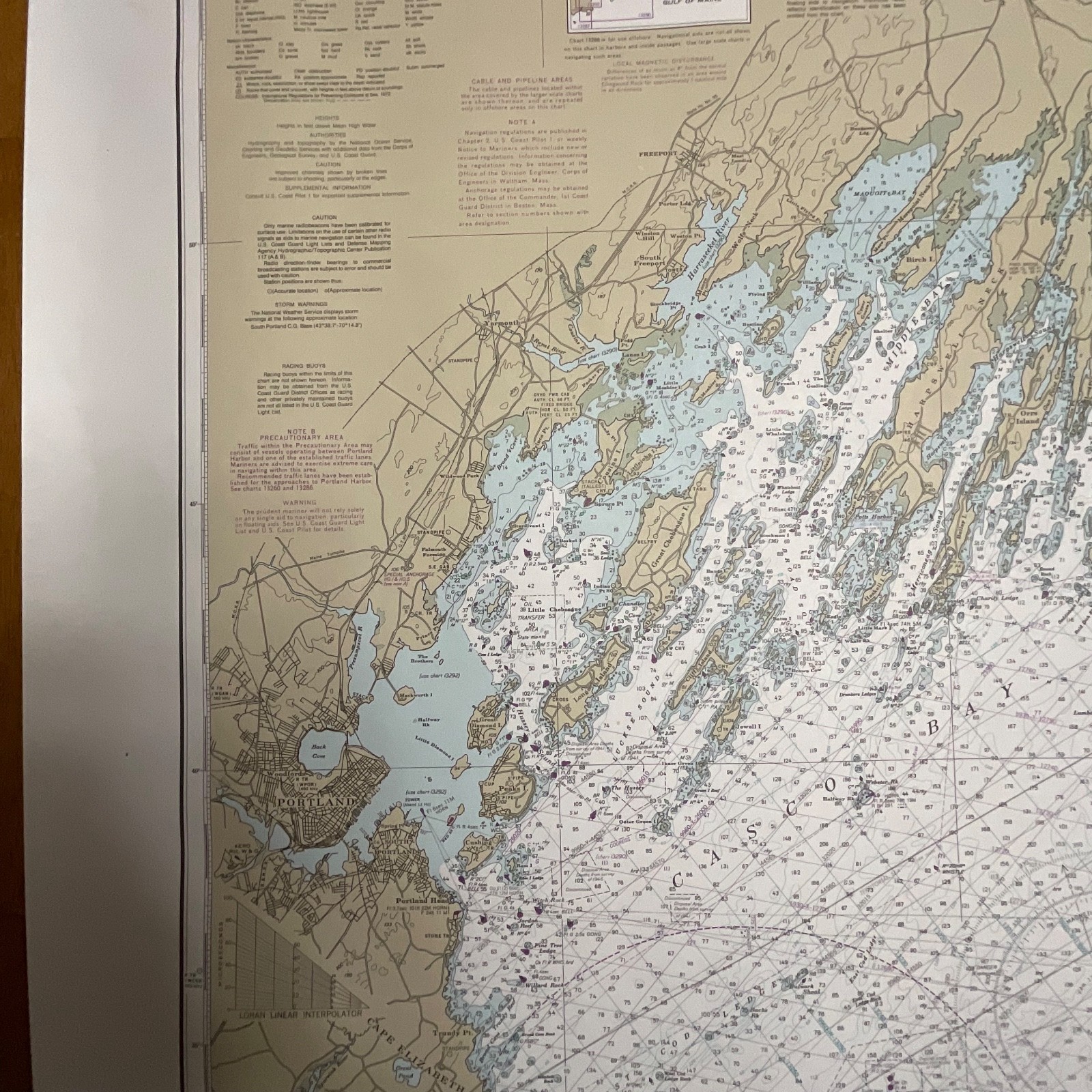 1985 NOAA Chart 13288 Monhegan Island to Cape Elizabeth Map 35in x 48in - Image 13