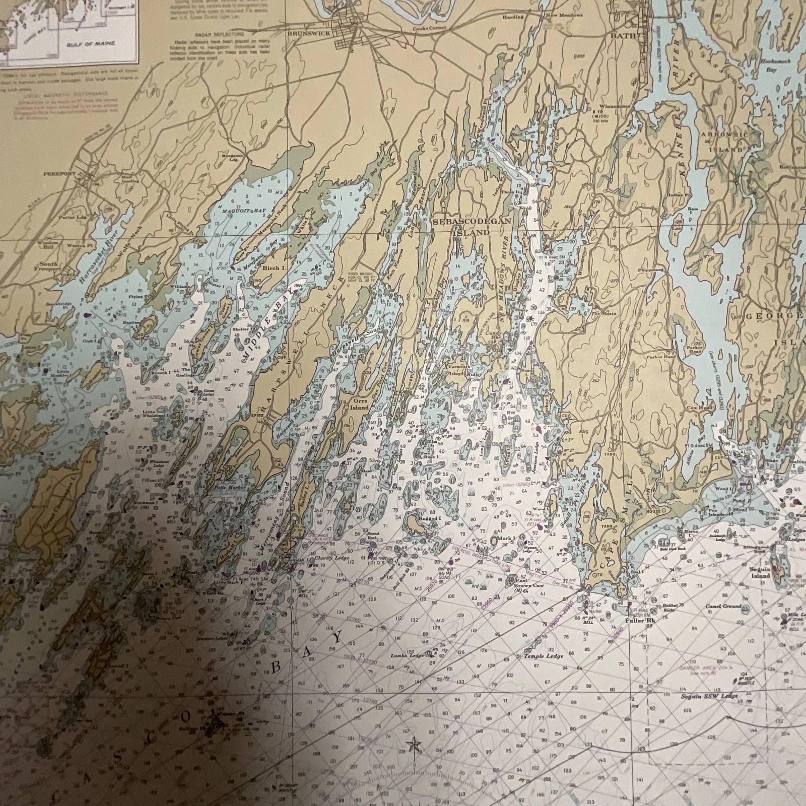 1985 NOAA Chart 13288 Monhegan Island to Cape Elizabeth Map 35in x 48in - Image 14