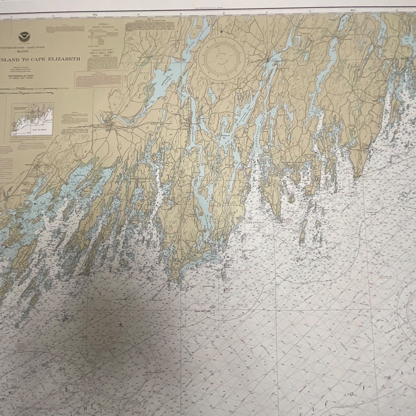 1985 NOAA Chart 13288 Monhegan Island to Cape Elizabeth Map 35in x 48in - Image 18