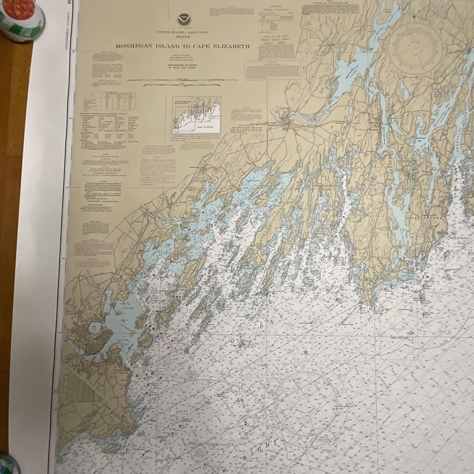 1985 NOAA Chart 13288 Monhegan Island to Cape Elizabeth Map 35in x 48in - Image 19