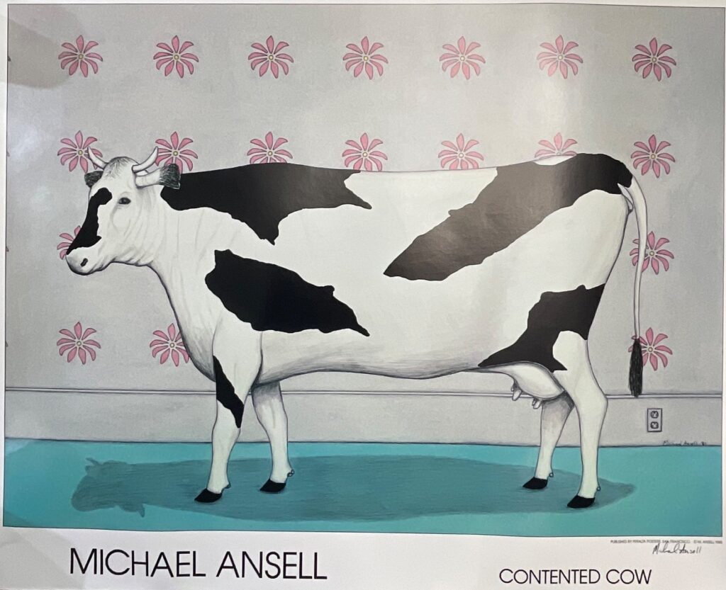 Michael Ansell Hand Signed Contented Cow Art Print 22in x 29in - Image 1