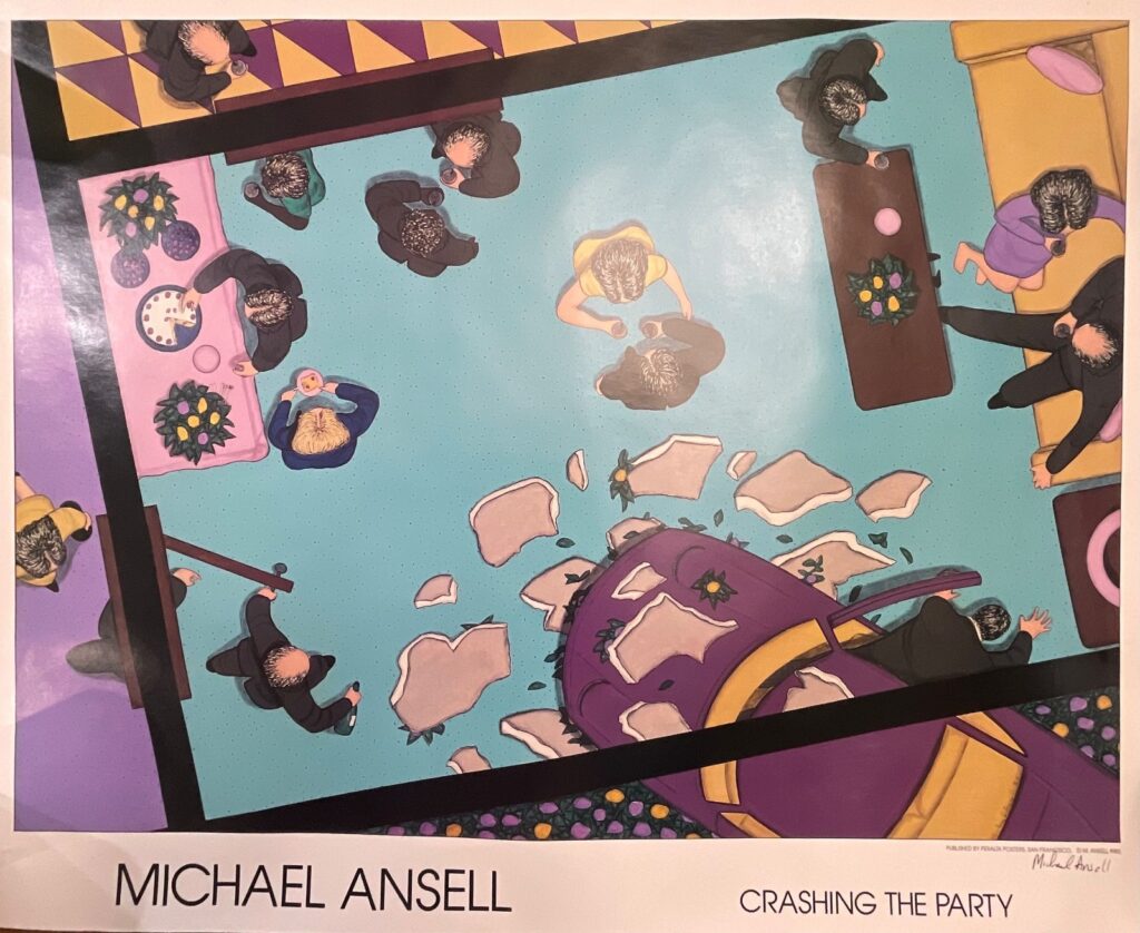 1985 Michael Ansell Crashing The Party Hand Signed Art Print 22.6x28.5in - Image 1