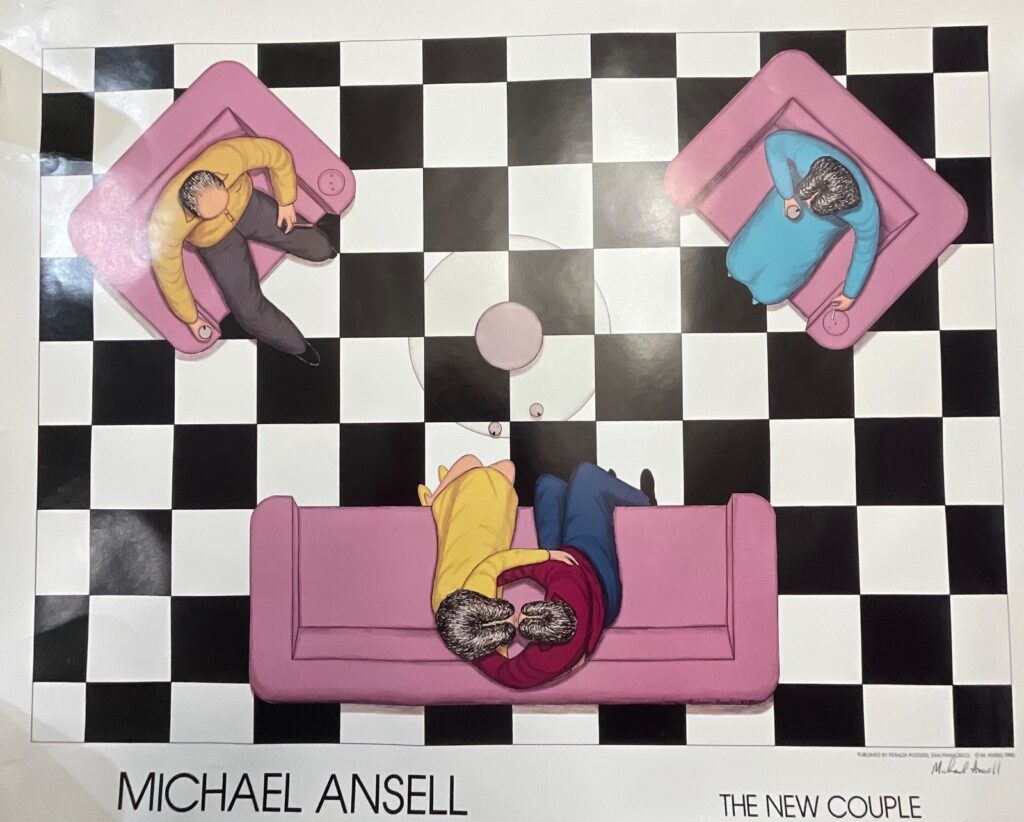 1985 Michael Ansell Hand Signed Art Print The New Couple 22.5in x 29in - Image 1