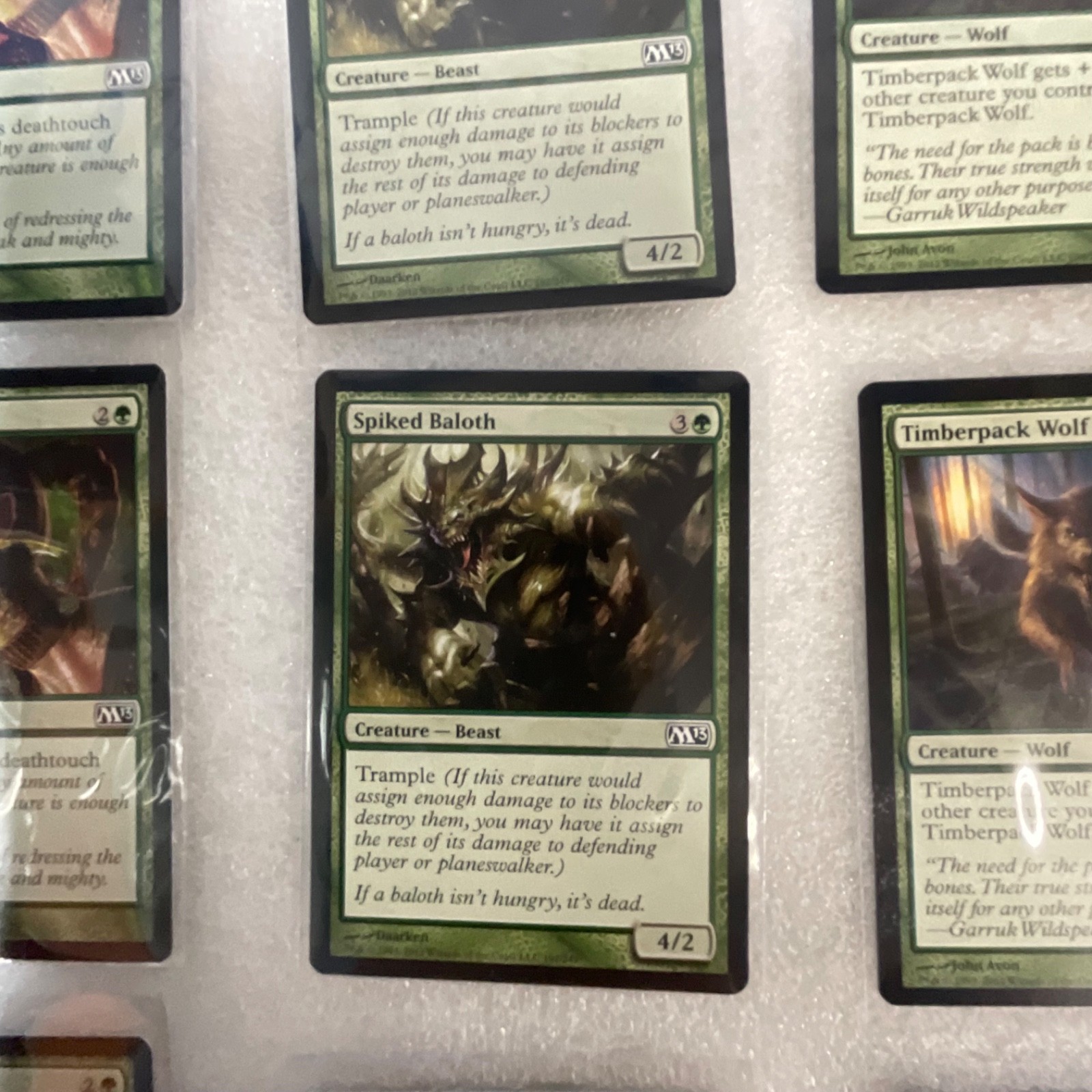 Magic the Gathering Lot of 20 Green M13 Timberpack Wolf Spiked Baloth - Image 12