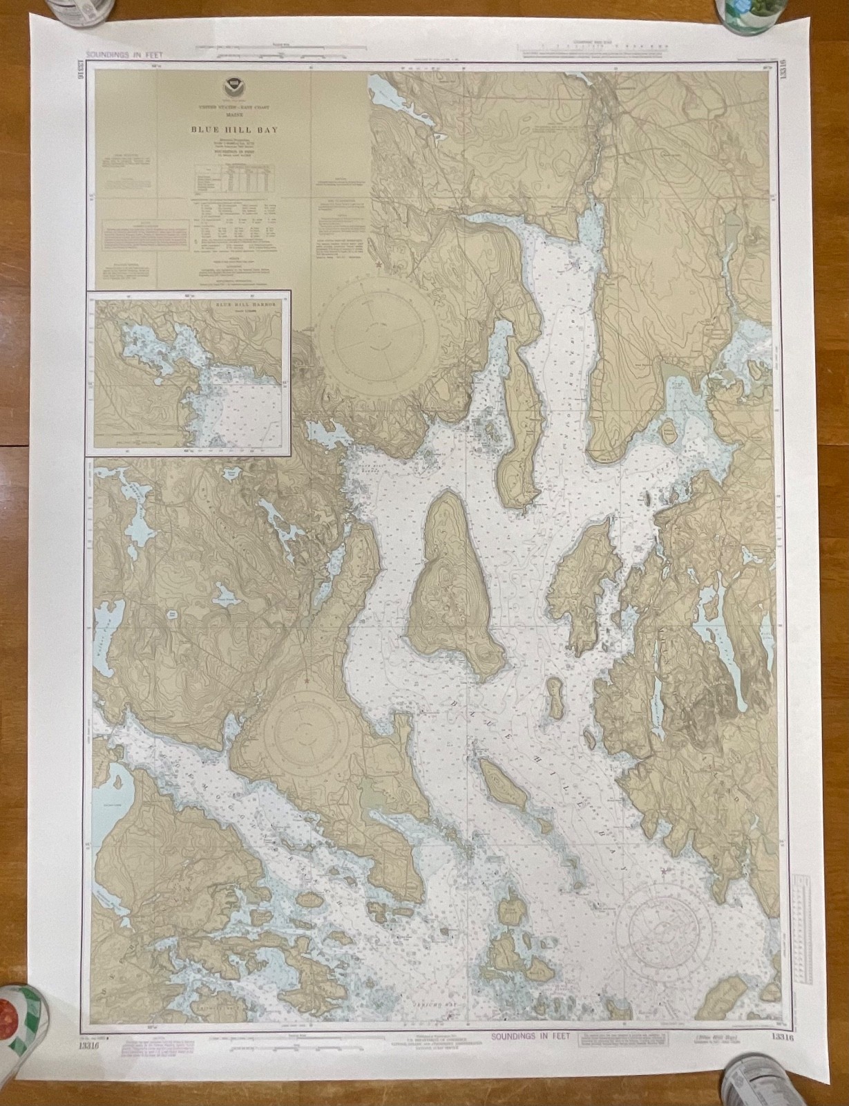 1985 NOAA Blue Hill Bay Maine Nautical Chart 44in x 33in Map 13316 - Image 1