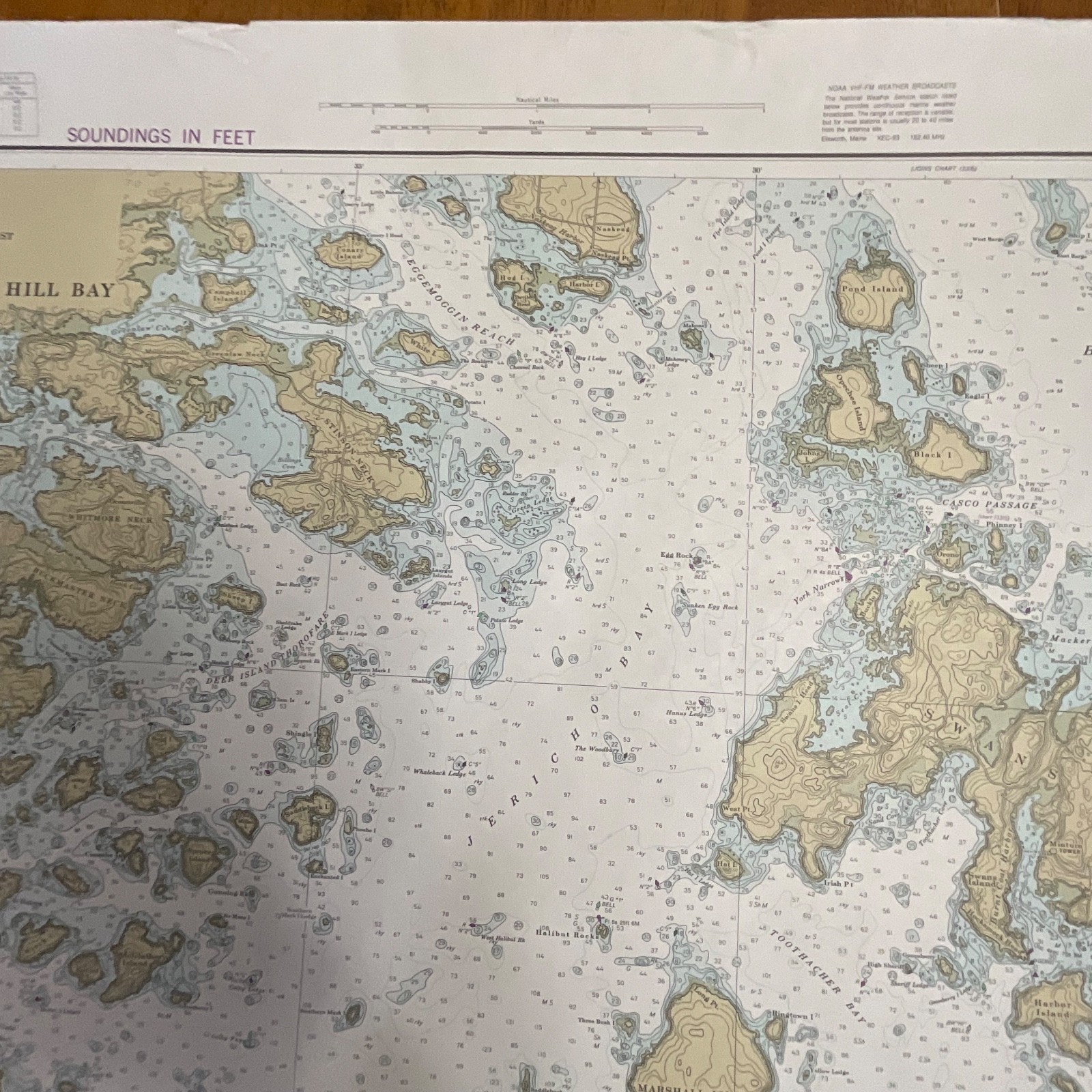 1984 NOAA Chart 13313 Approaches to Blue Hill Bay Maine 53in x 36in - Image 4