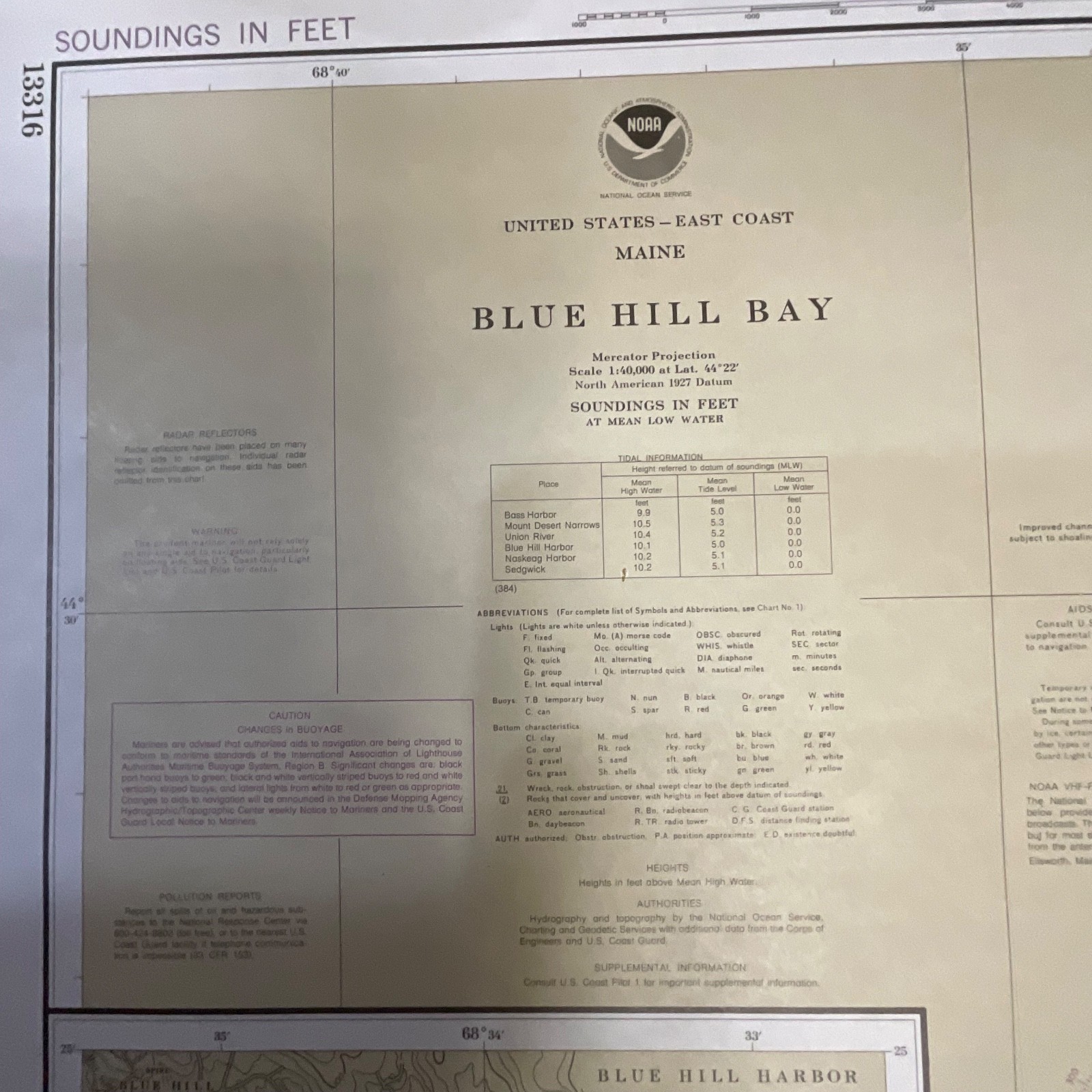 1985 NOAA Blue Hill Bay Maine Nautical Chart 44in x 33in Map 13316 - Image 2
