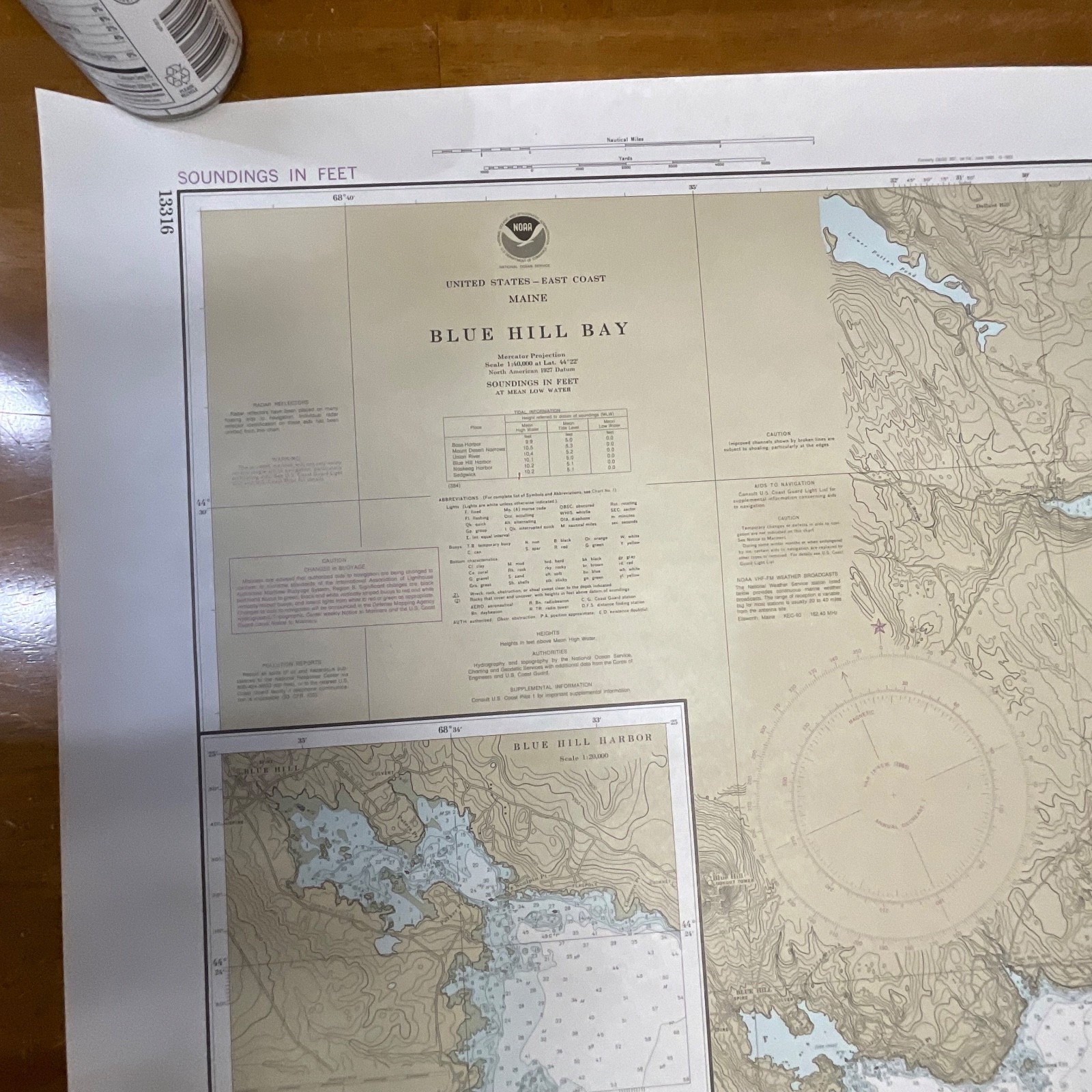 1985 NOAA Blue Hill Bay Maine Nautical Chart 44in x 33in Map 13316 - Image 3