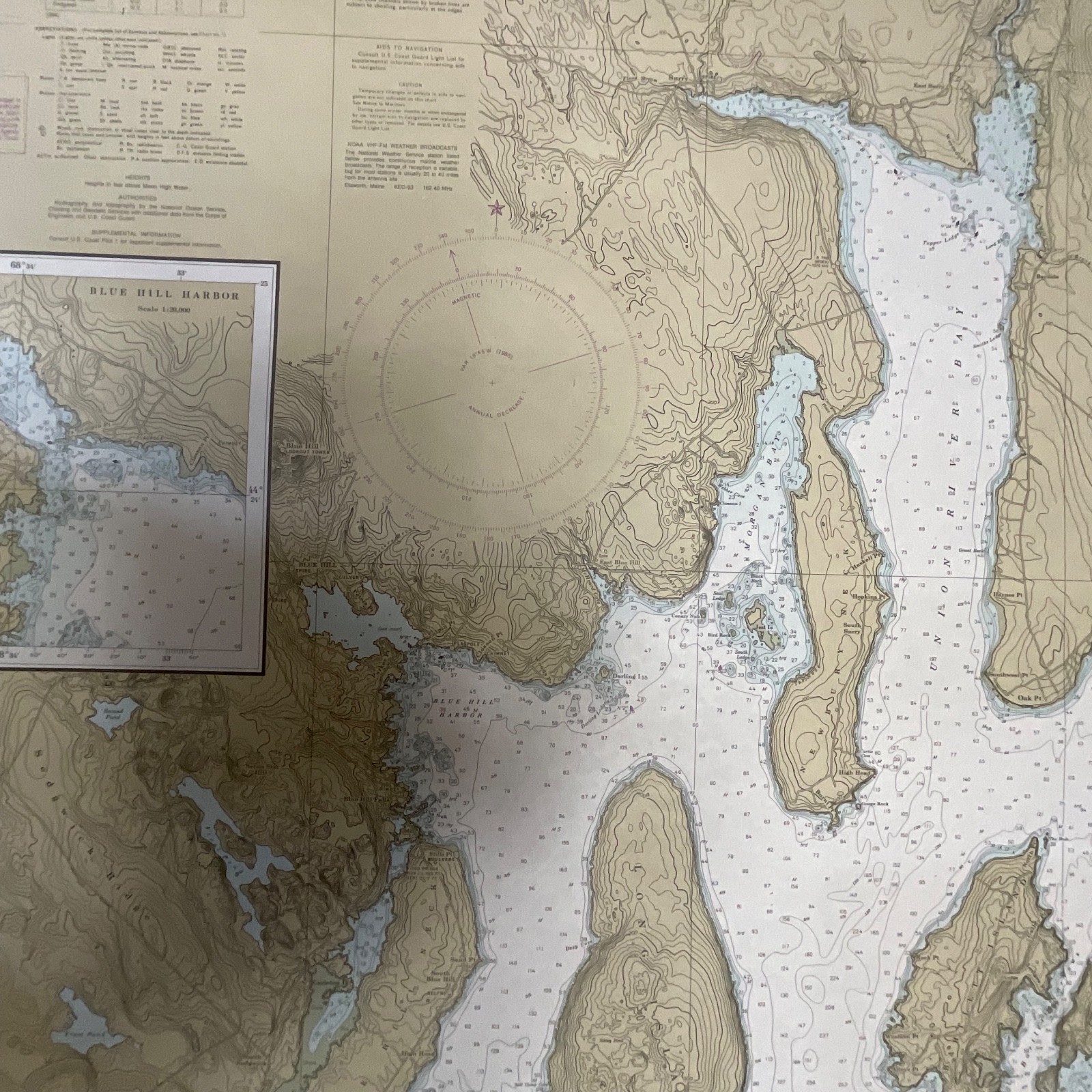 1985 NOAA Blue Hill Bay Maine Nautical Chart 44in x 33in Map 13316 - Image 7