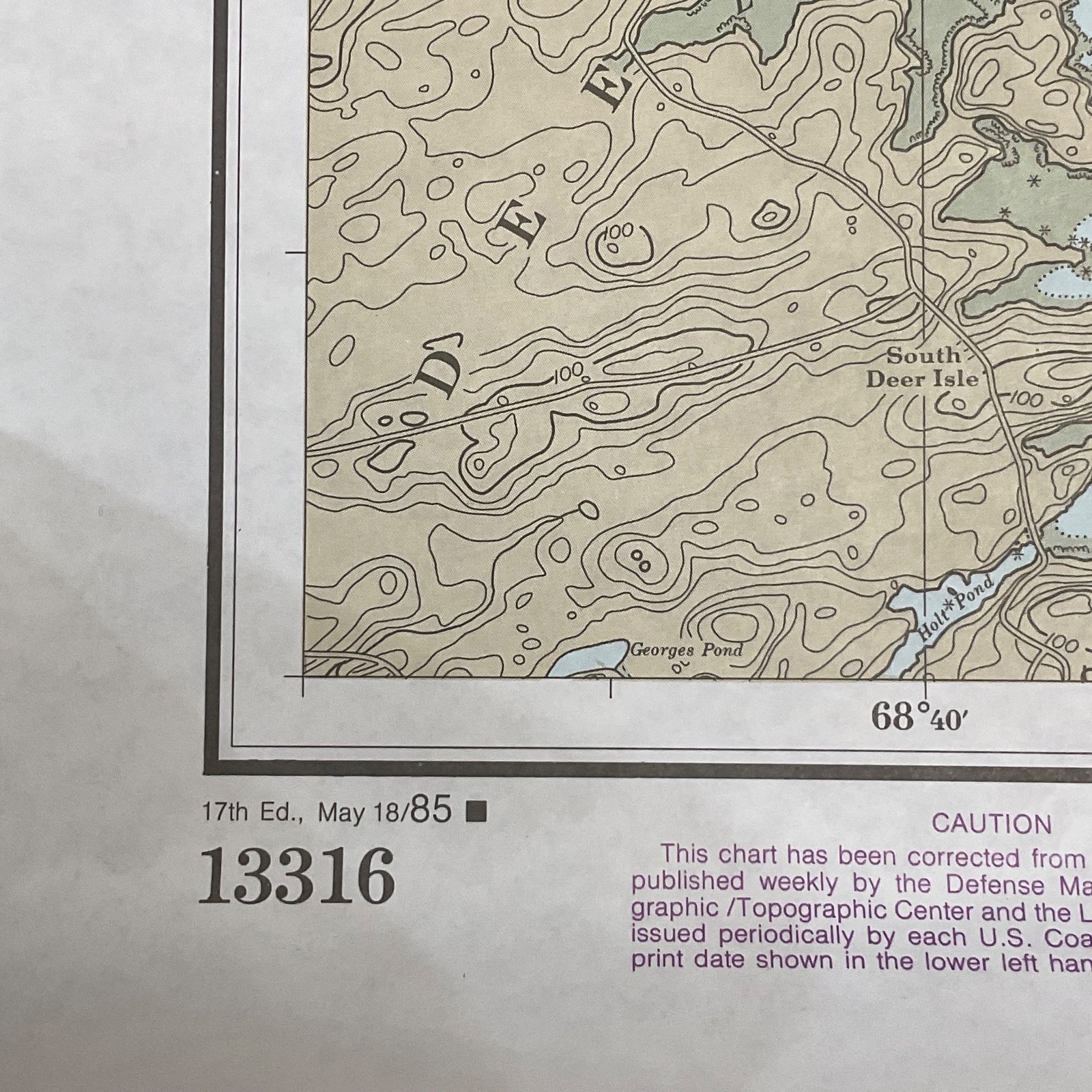 1985 NOAA Blue Hill Bay Maine Nautical Chart 44in x 33in Map 13316 - Image 15