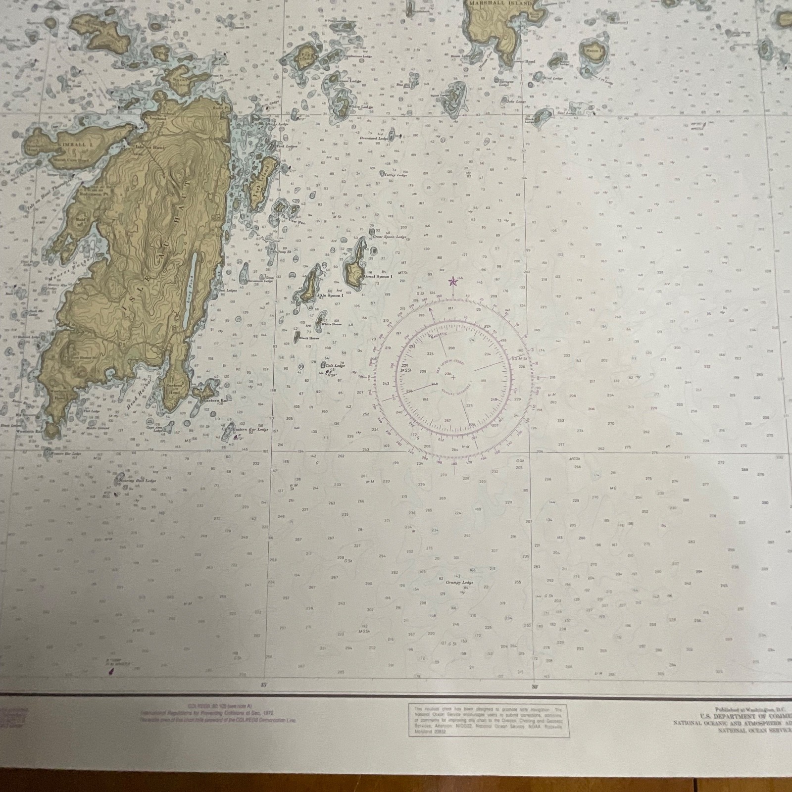1984 NOAA Chart 13313 Approaches to Blue Hill Bay Maine 53in x 36in - Image 12