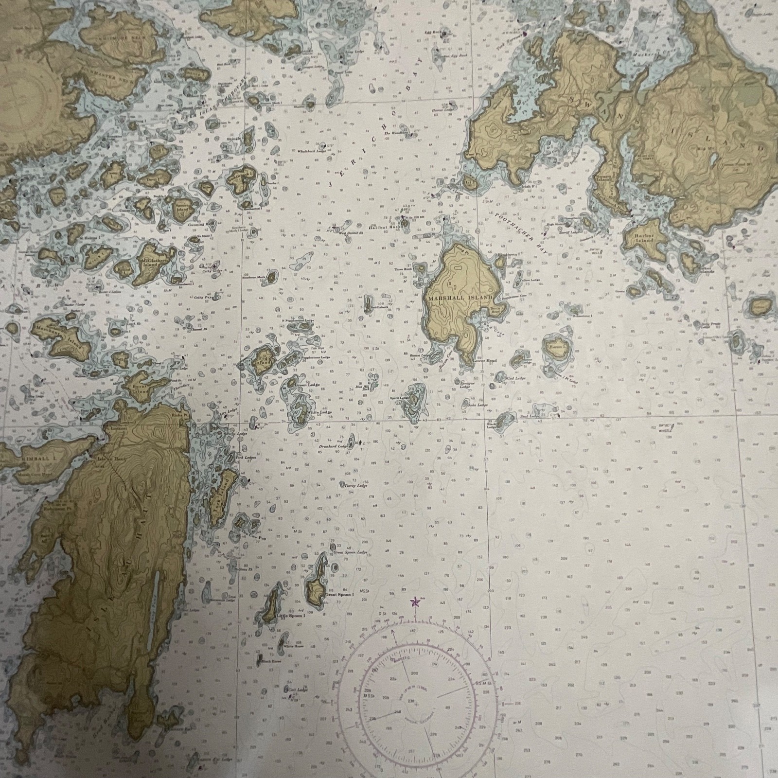 1984 NOAA Chart 13313 Approaches to Blue Hill Bay Maine 53in x 36in - Image 16