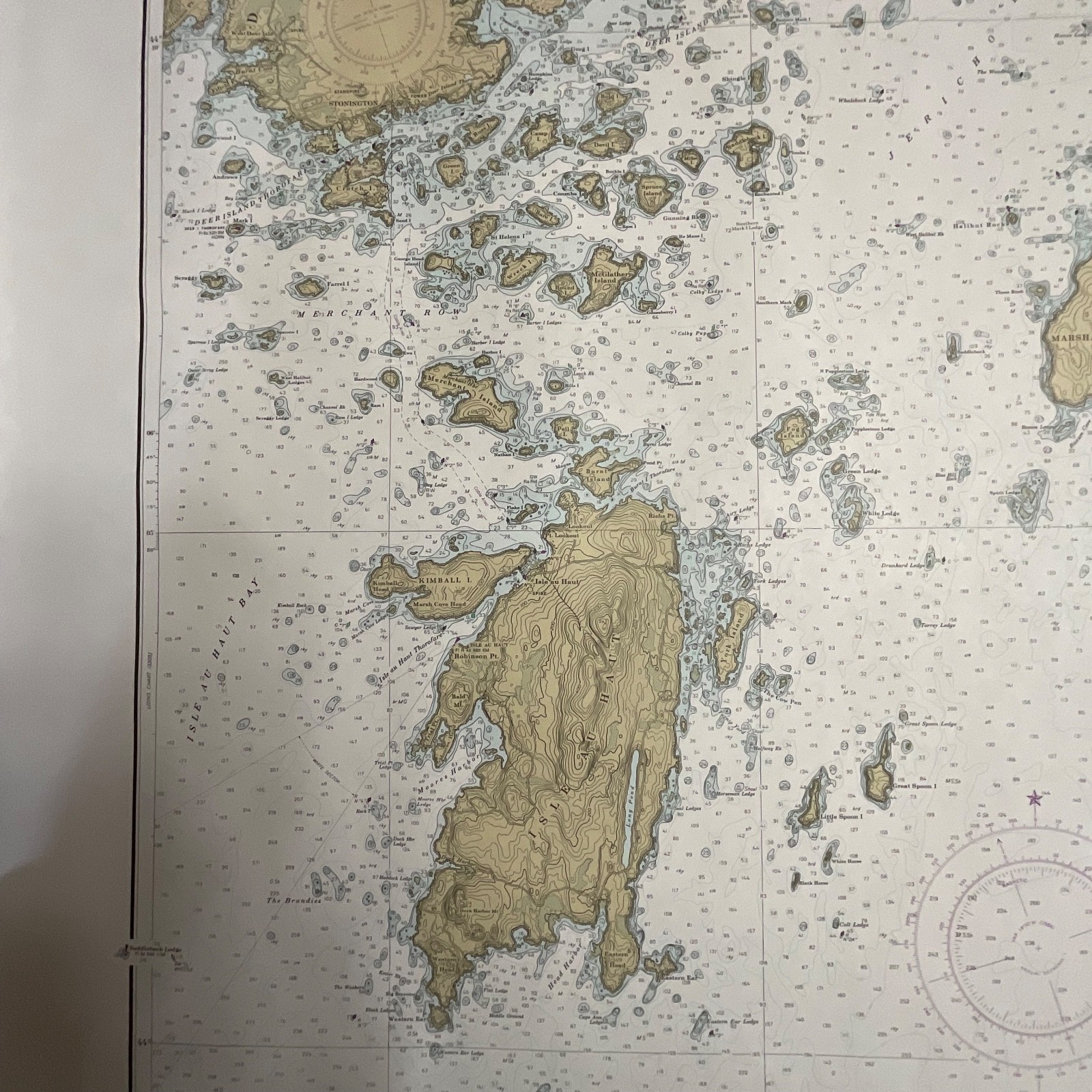 1984 NOAA Chart 13313 Approaches to Blue Hill Bay Maine 53in x 36in - Image 15