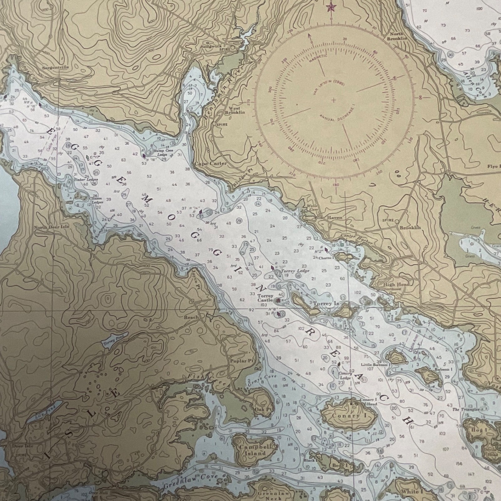 1985 NOAA Blue Hill Bay Maine Nautical Chart 44in x 33in Map 13316 - Image 17
