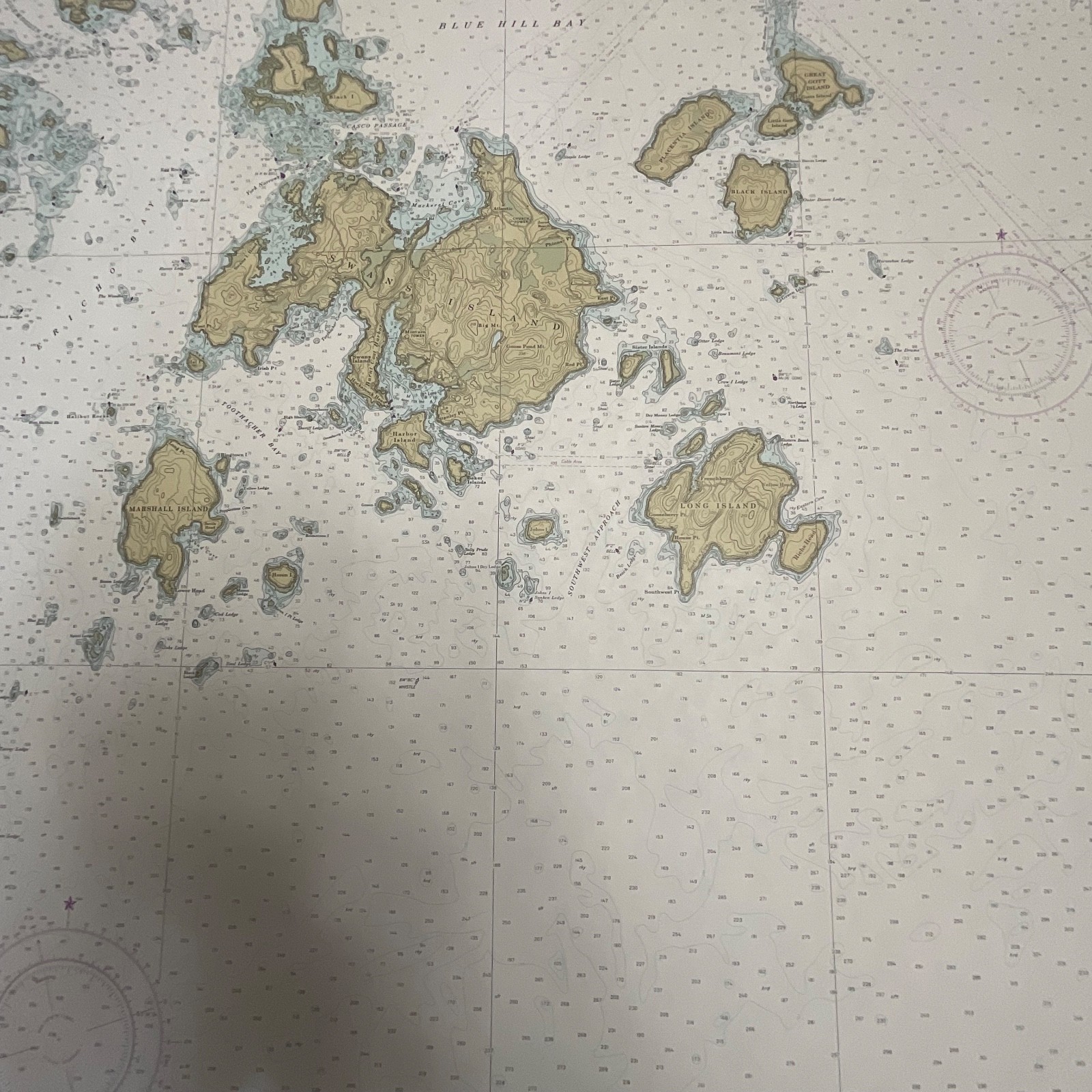1984 NOAA Chart 13313 Approaches to Blue Hill Bay Maine 53in x 36in - Image 17