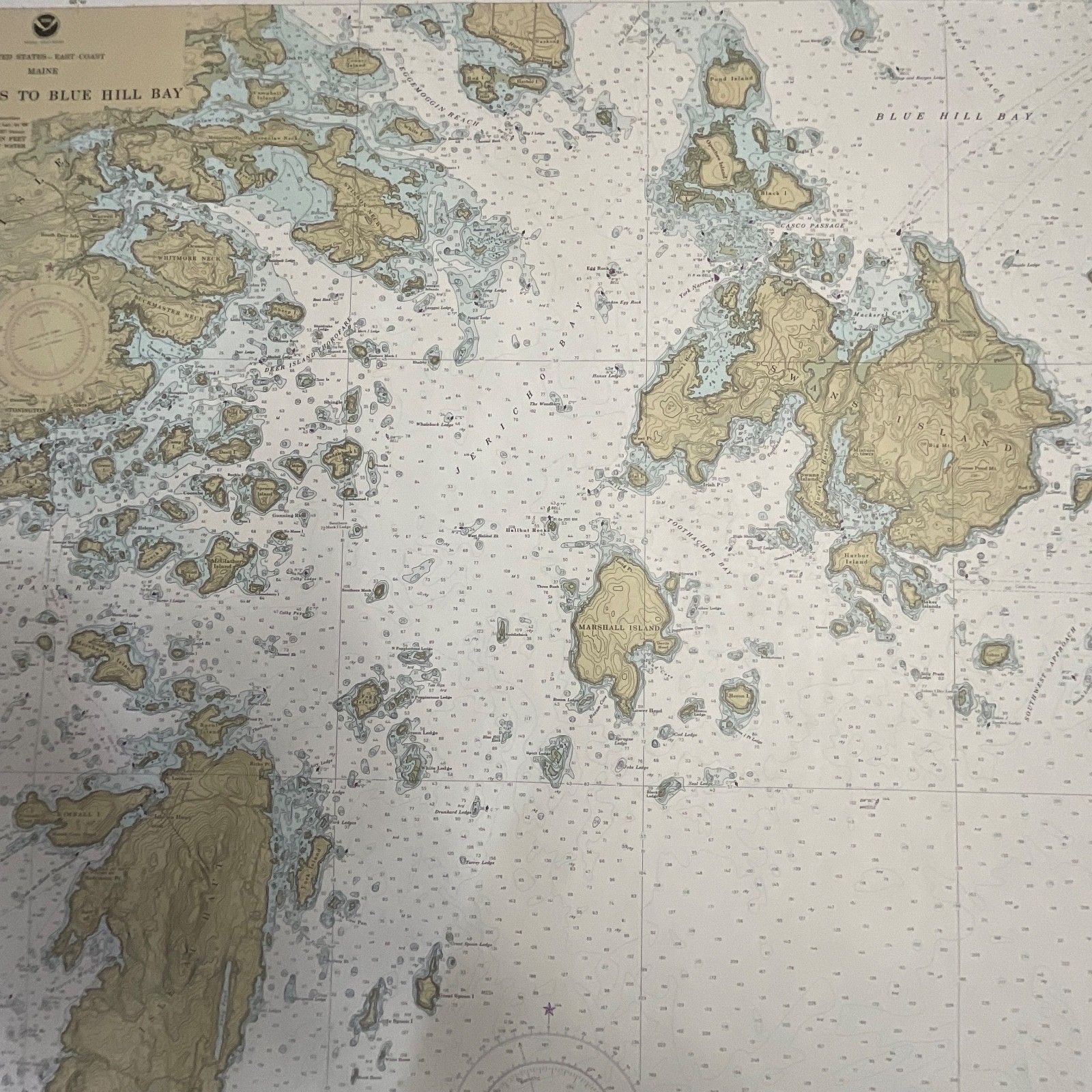 1984 NOAA Chart 13313 Approaches to Blue Hill Bay Maine 53in x 36in - Image 20