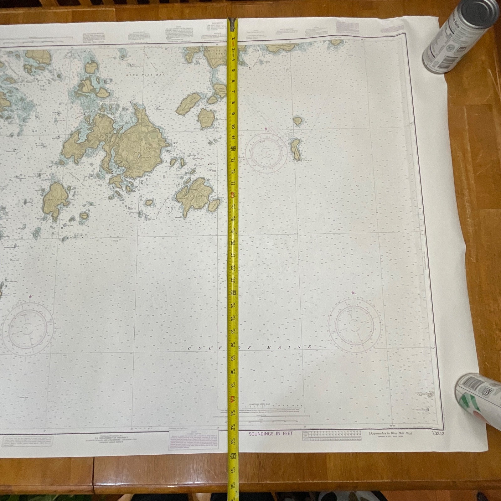 1984 NOAA Chart 13313 Approaches to Blue Hill Bay Maine 53in x 36in - Image 23