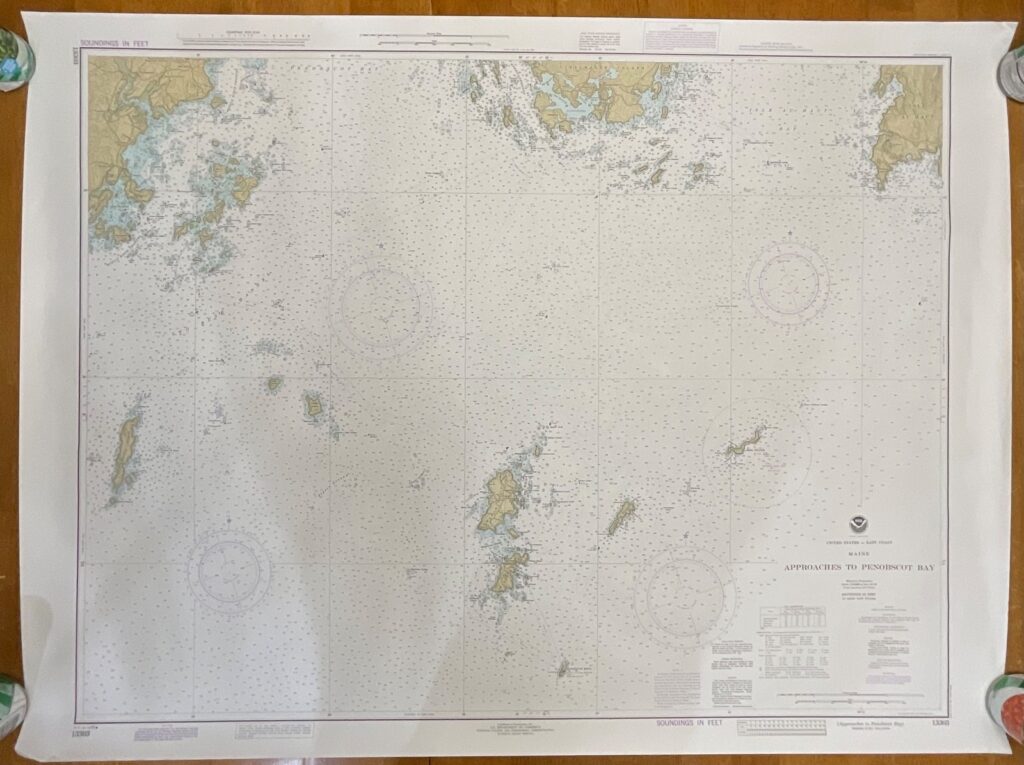 1983 NOAA Chart 13303 Maine Approaches to Penobscot Bay 36in x 48in - Image 1
